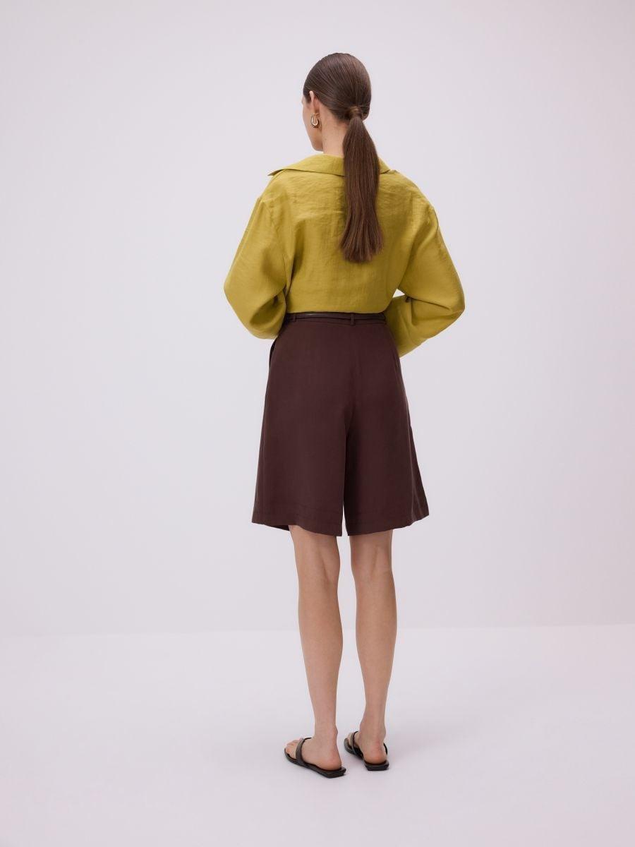 Brown Bermuda Shorts With Belt, , large image number 1