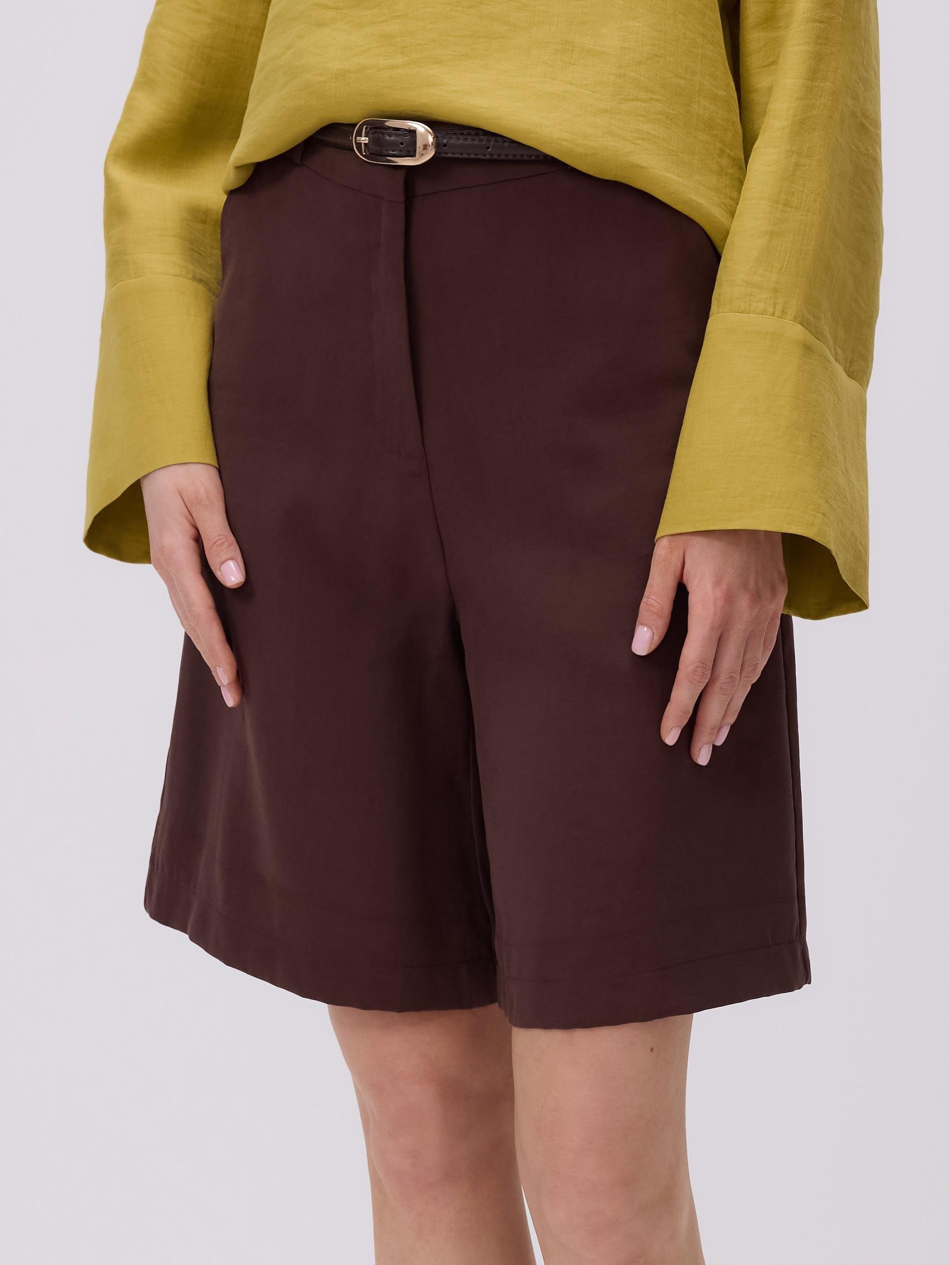 Brown Bermuda Shorts With Belt, Brown, medium