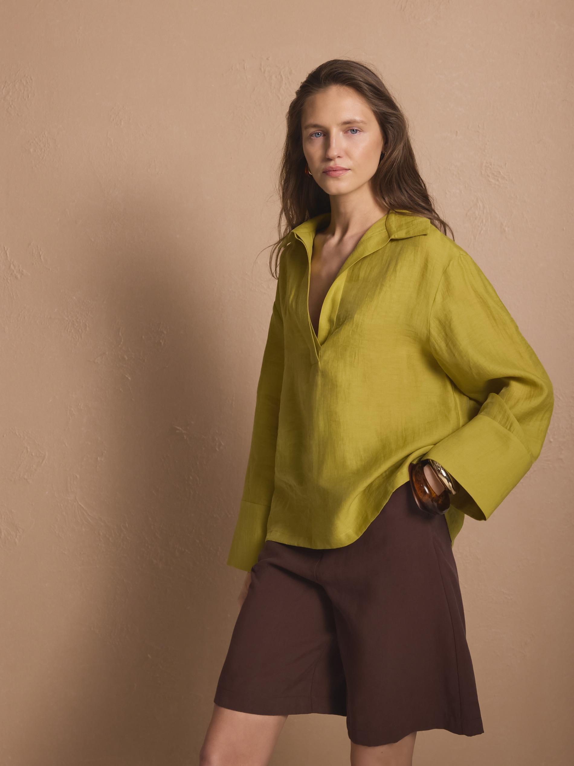 Brown Bermuda Shorts With Belt, Brown, large image number 3