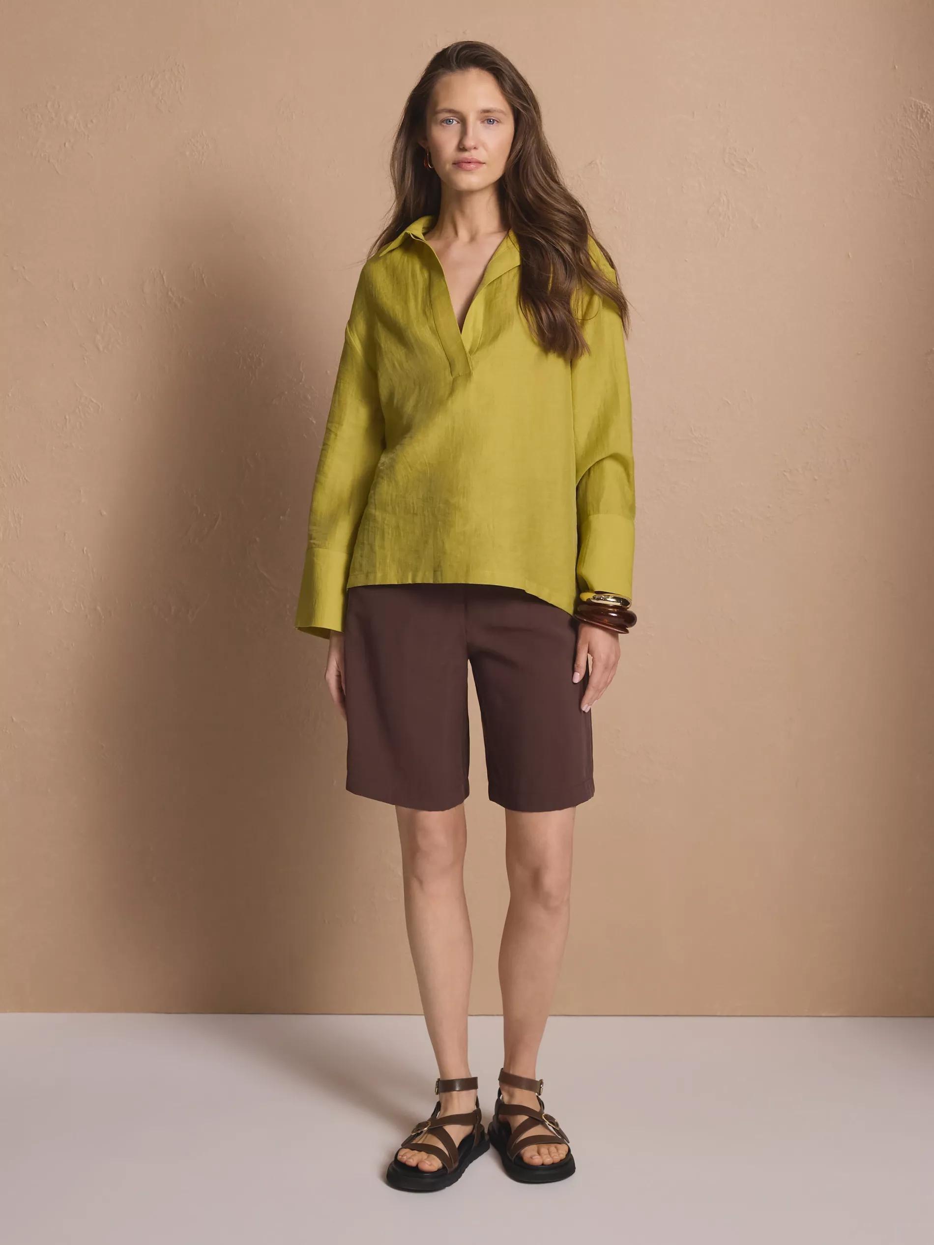 Brown Bermuda Shorts With Belt, Brown, large image number 4