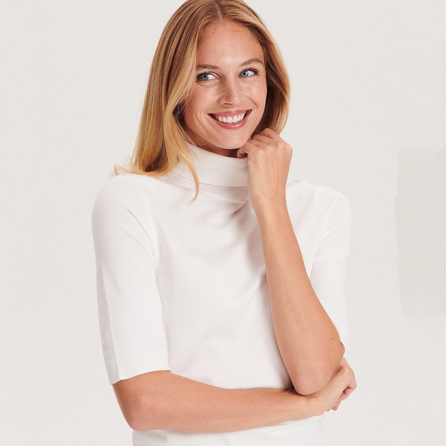 Ivory Viscose Turtleneck Top, , large image number 0