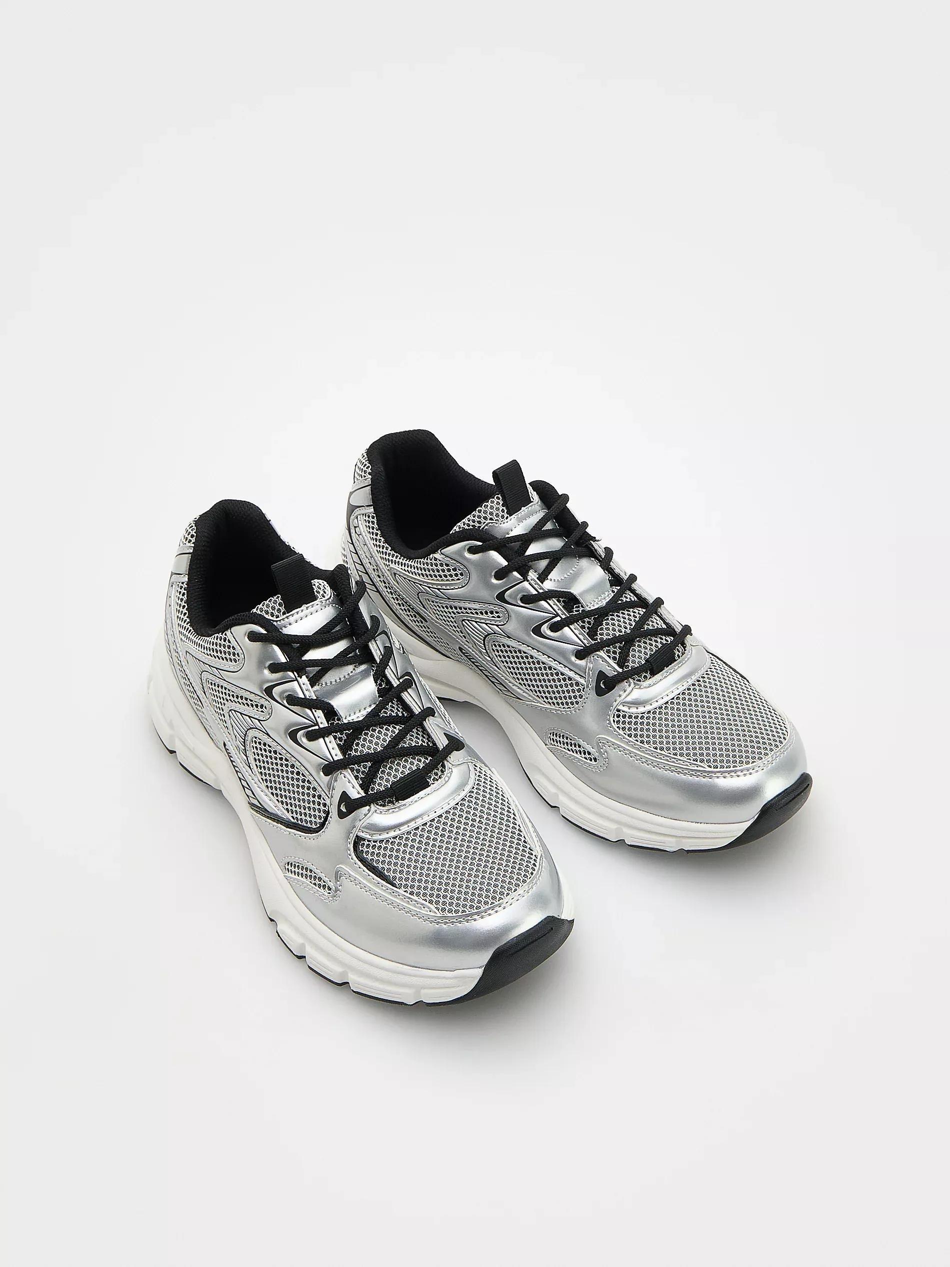 Silver Metallic Sneakers, , large image number 1