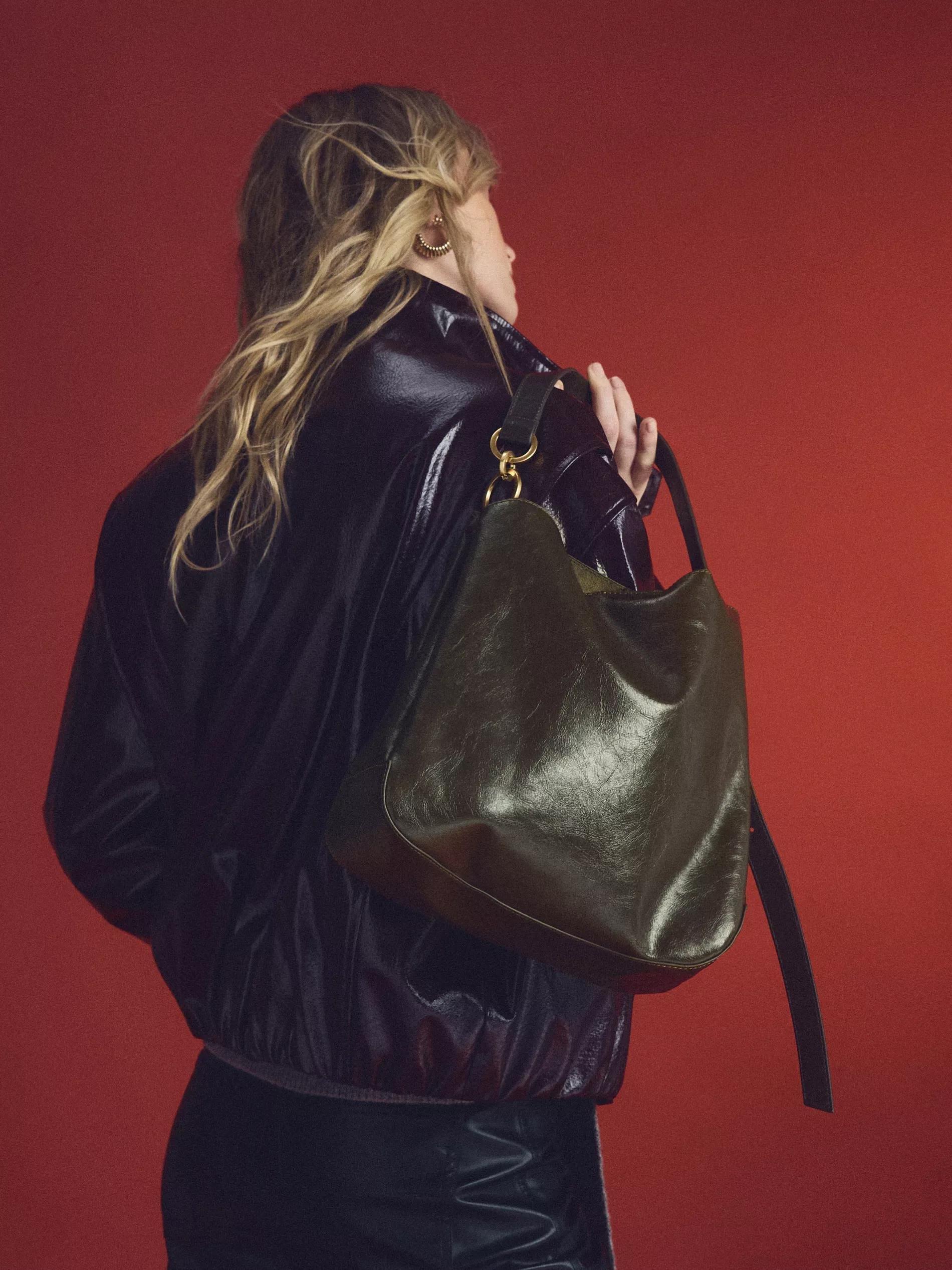 Green Shoulder Bag, Khaki, large image number 3