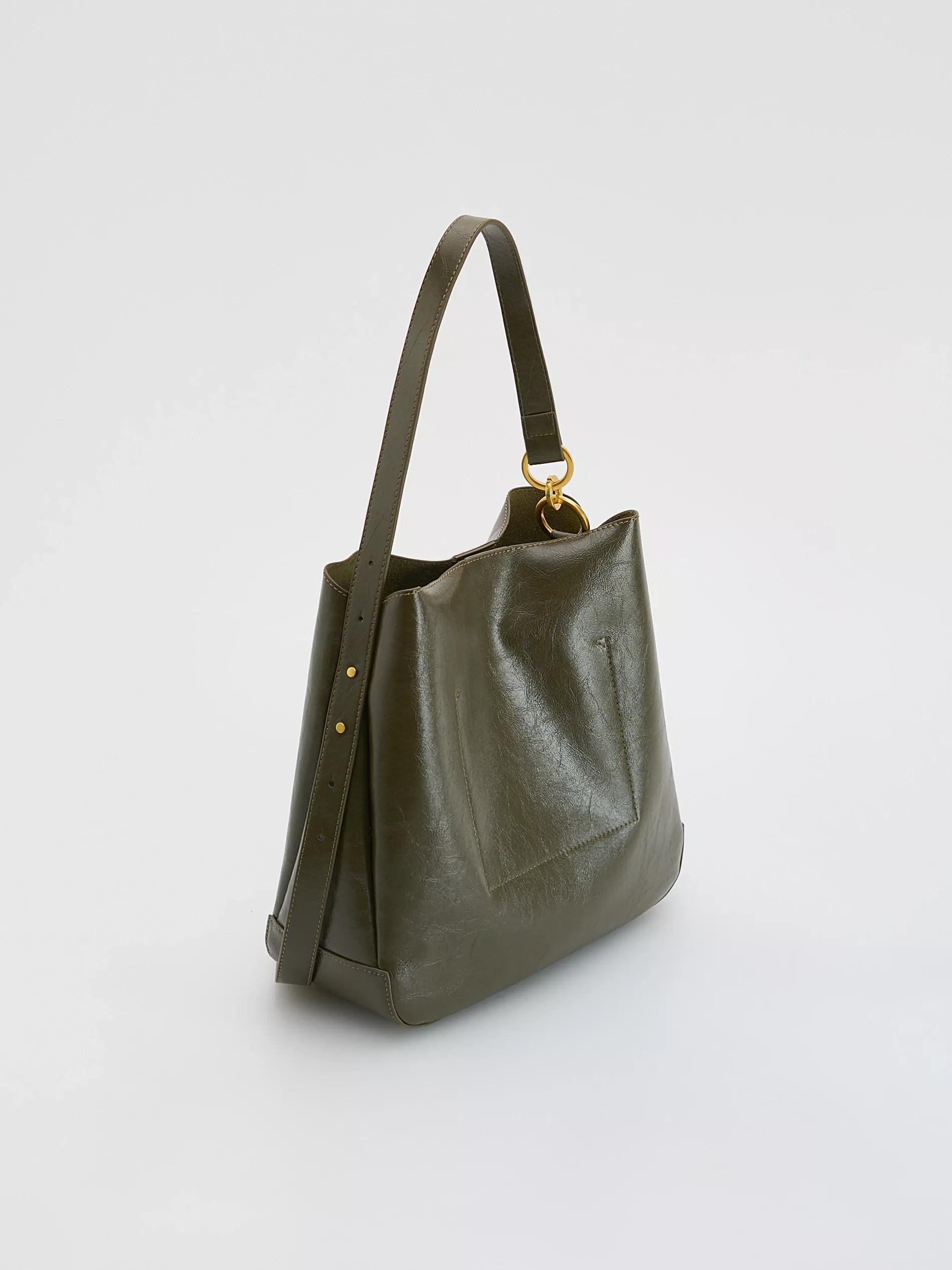 Green Shoulder Bag, Khaki, large image number 4