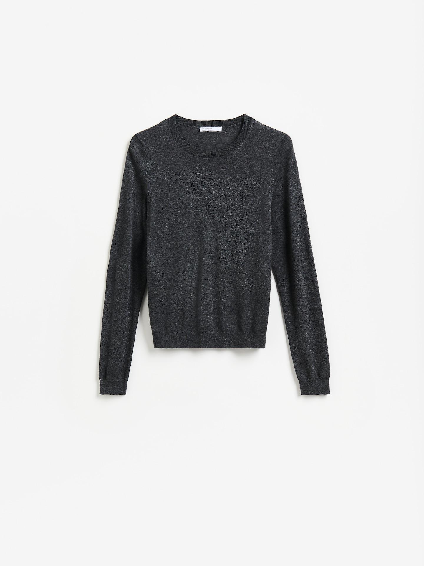 Grey Wool And Modal Blend Sweater, Grey, large image number 3