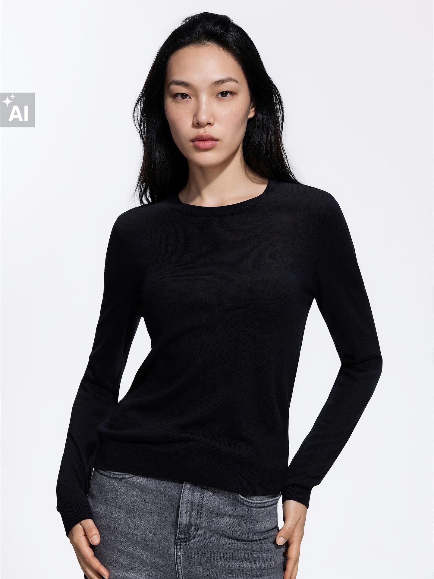 Black Wool And Modal Blend Sweater, Black, medium