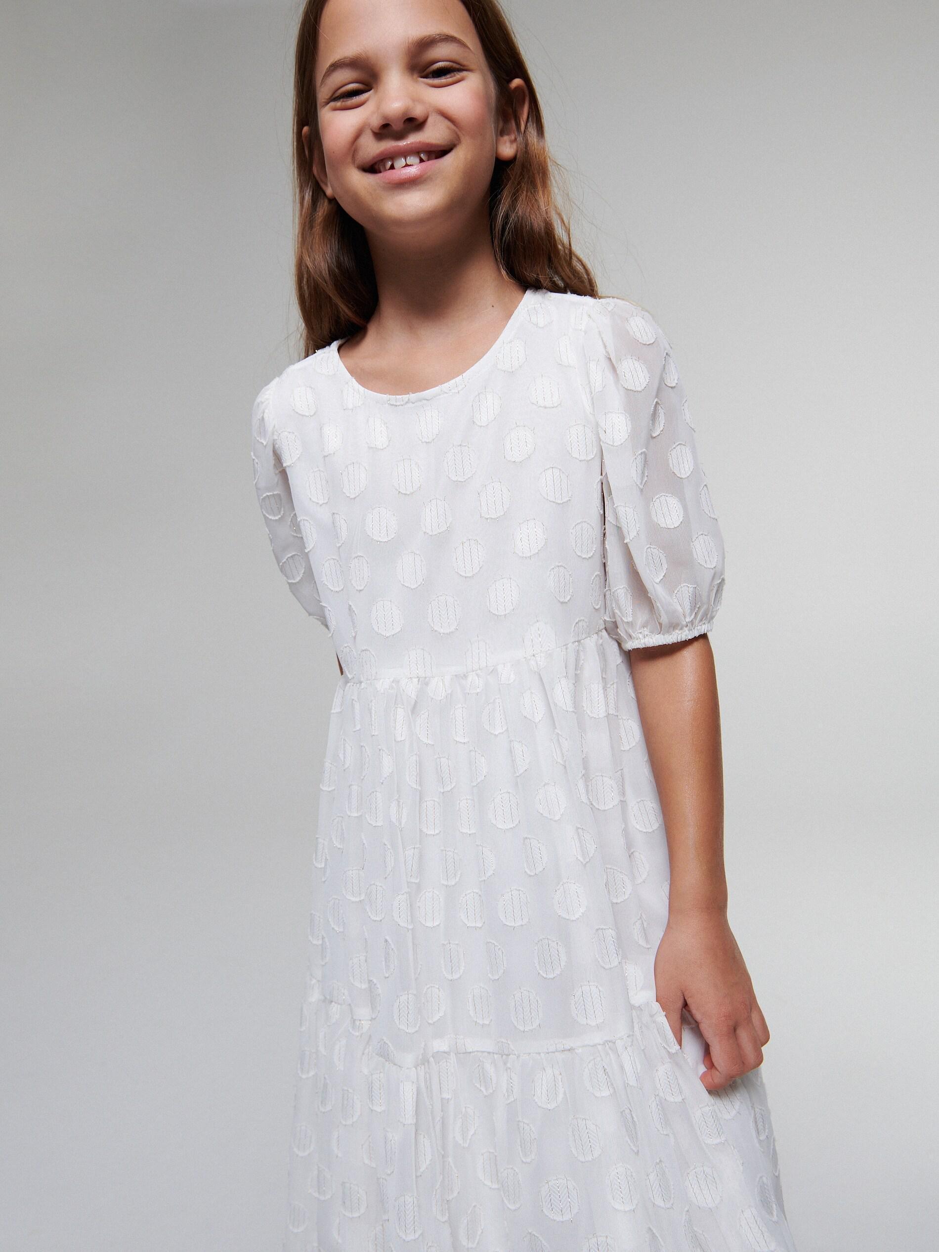 Cream Girls` Polka Dot Dress, , large image number 1