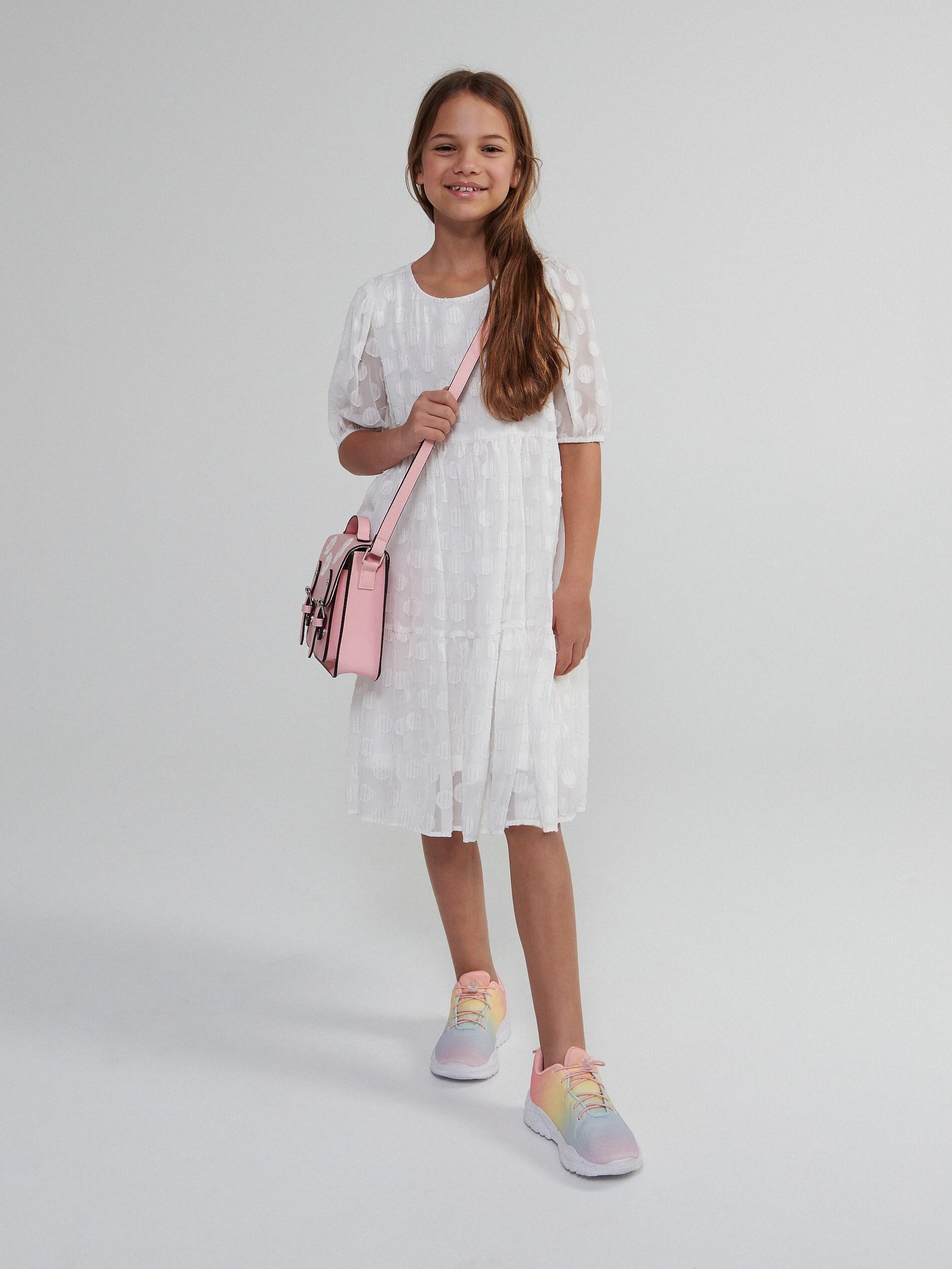 Cream Girls` Polka Dot Dress, , large image number 2