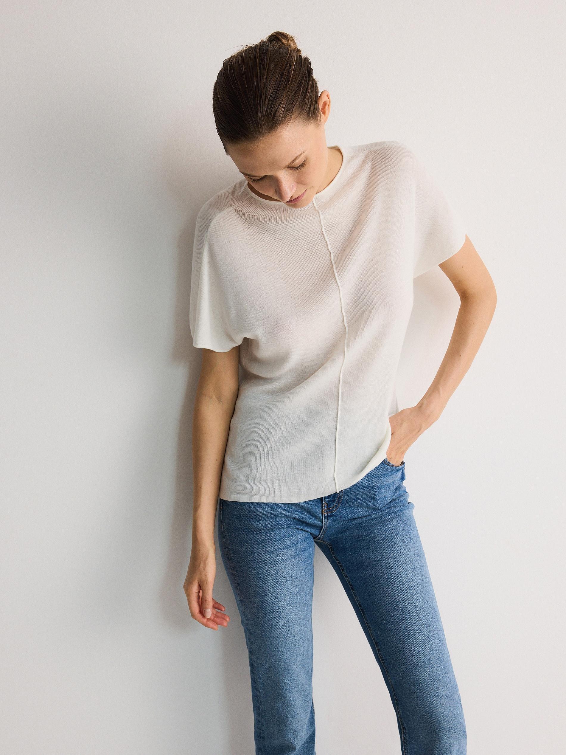 Cream Jersey Blouse, , large image number 1