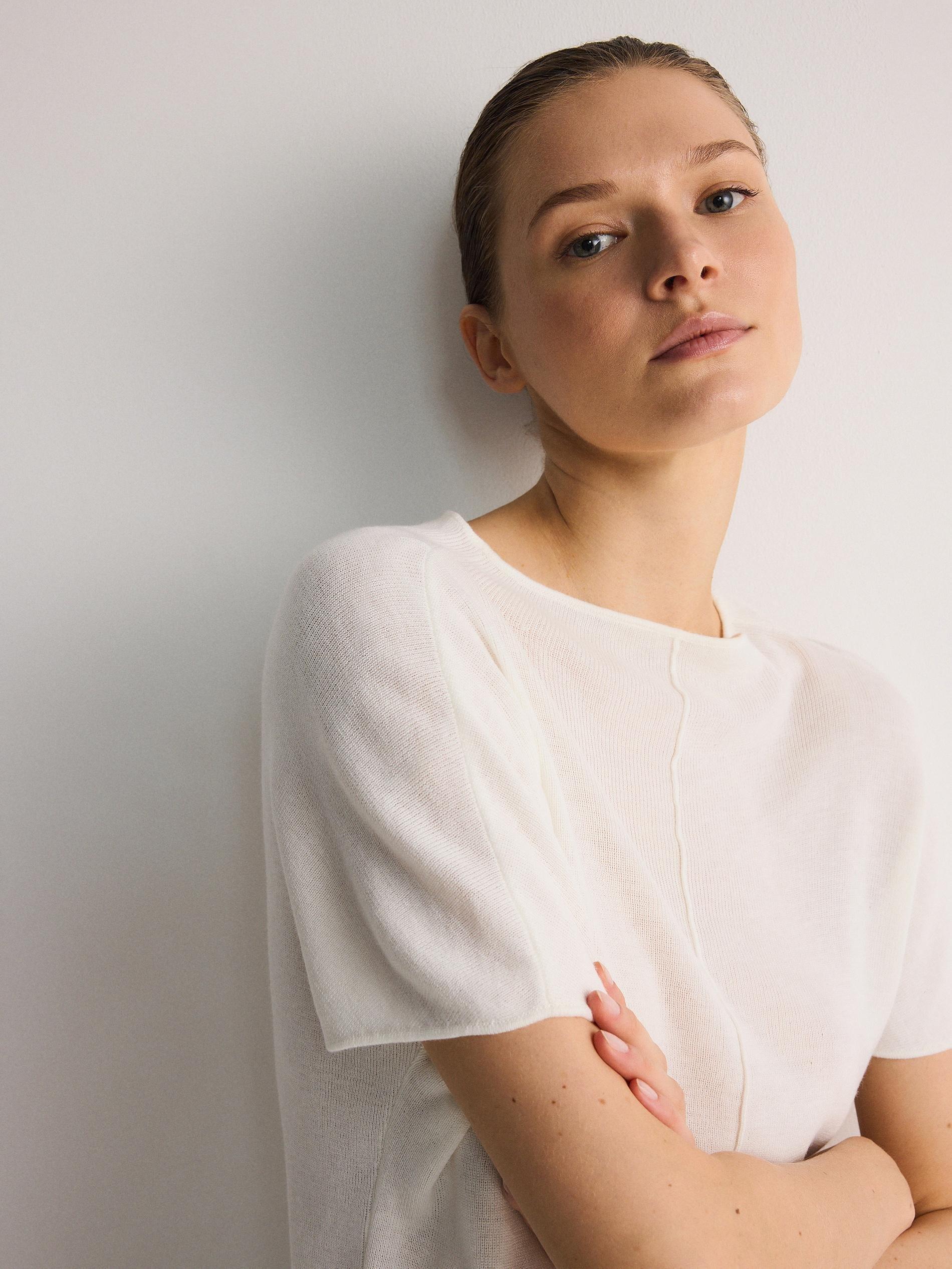 Cream Jersey Blouse, , large image number 2