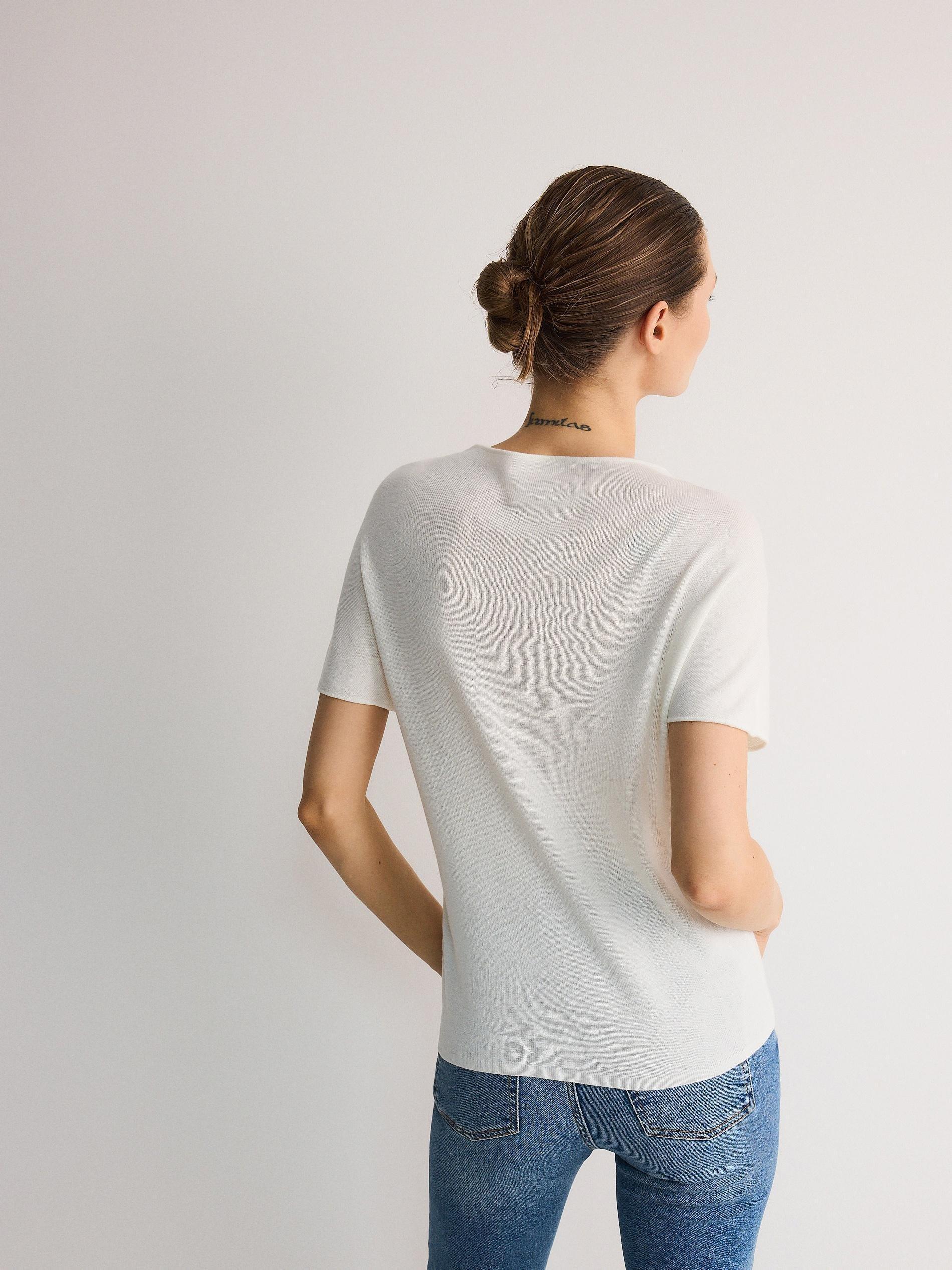 Cream Jersey Blouse, , large image number 3
