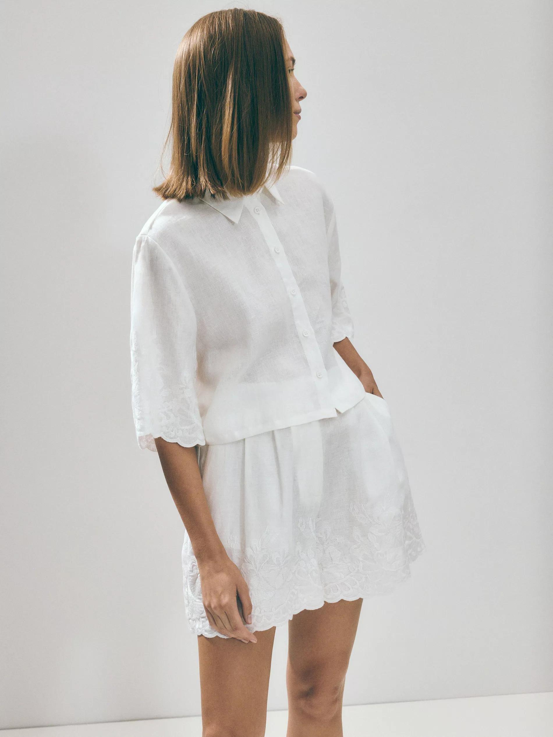 White Linen Shorts, , large image number 0