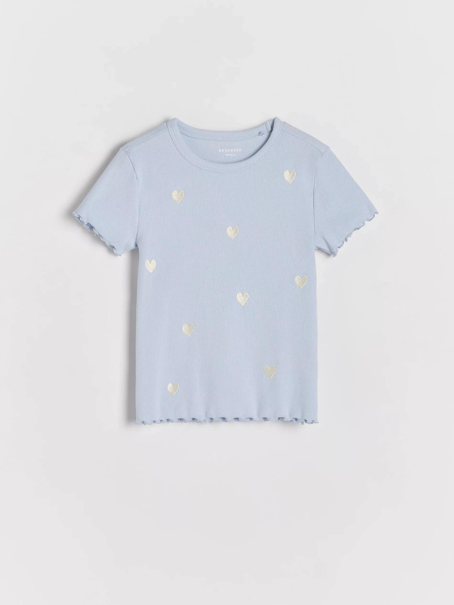 Blue Embroidered Pattern T-Shirt, Kids Girls, , large image number 1