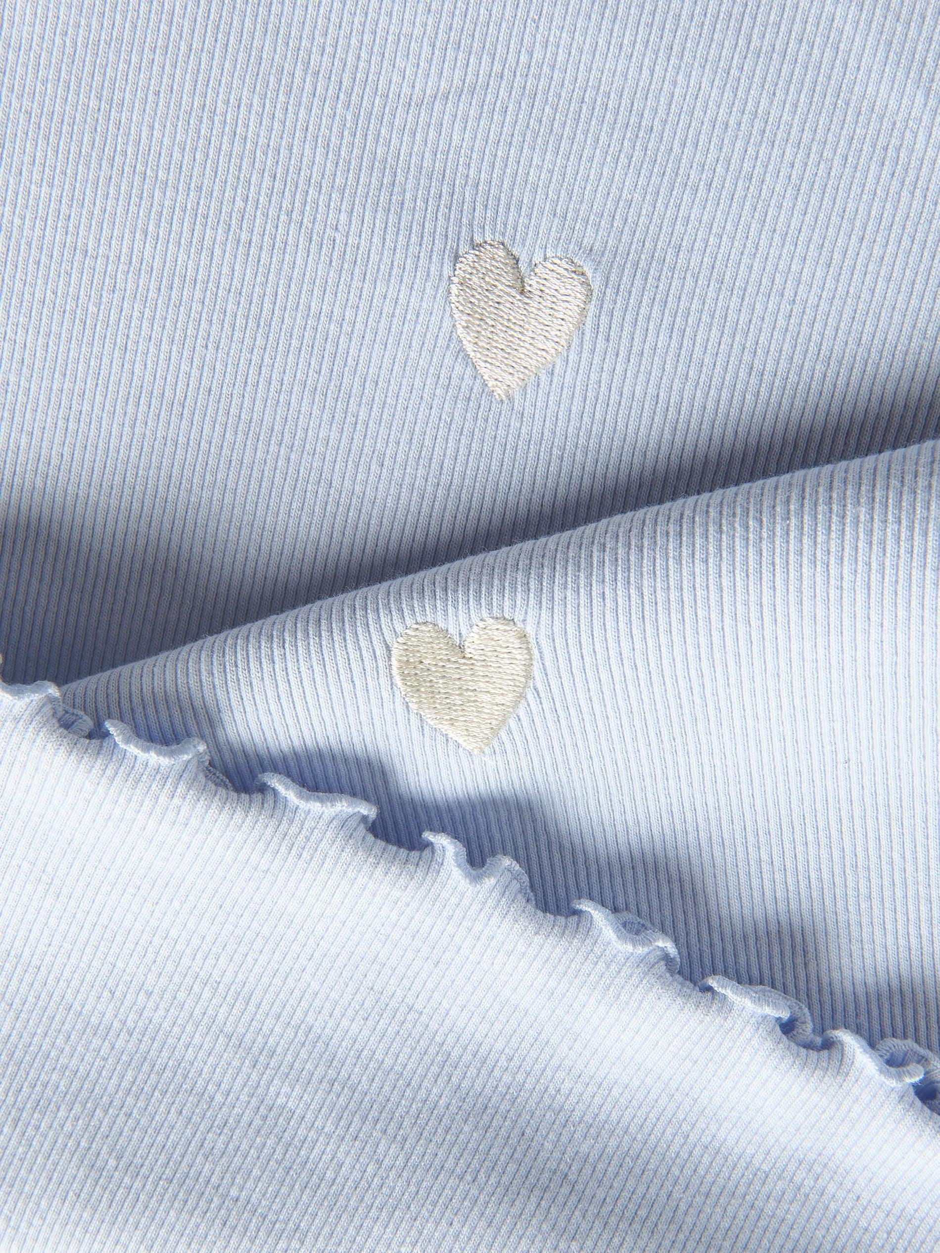 Blue Embroidered Pattern T-Shirt, Kids Girls, , large image number 3