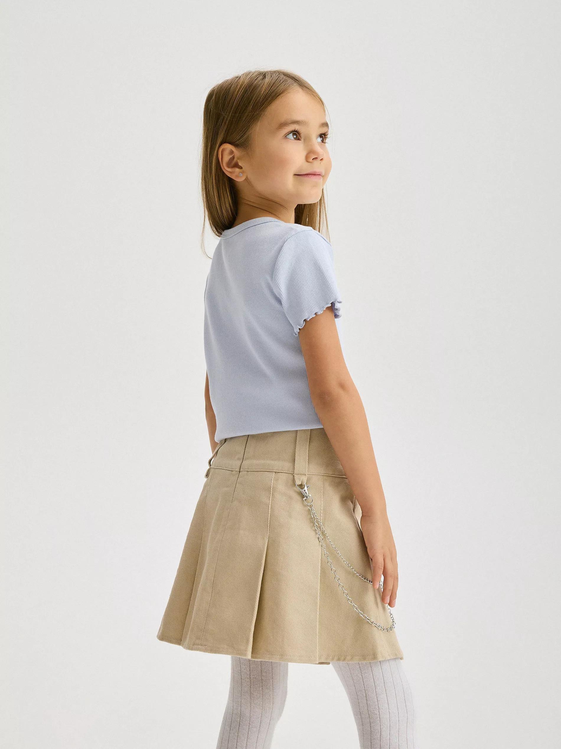 Blue Embroidered Pattern T-Shirt, Kids Girls, , large image number 4