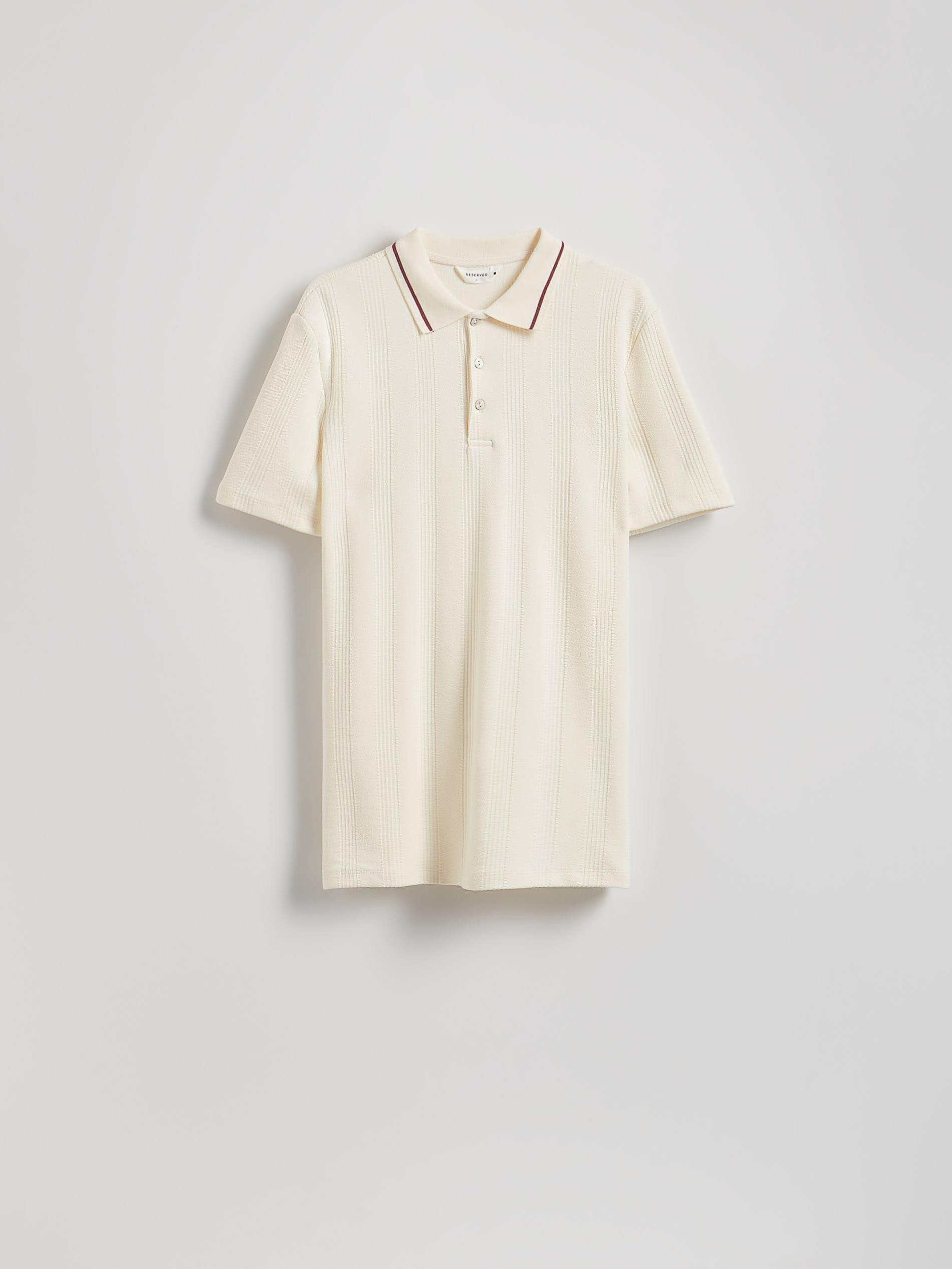 Cream Regular Fit Polo Shirt In Structured Material, , large image number 0