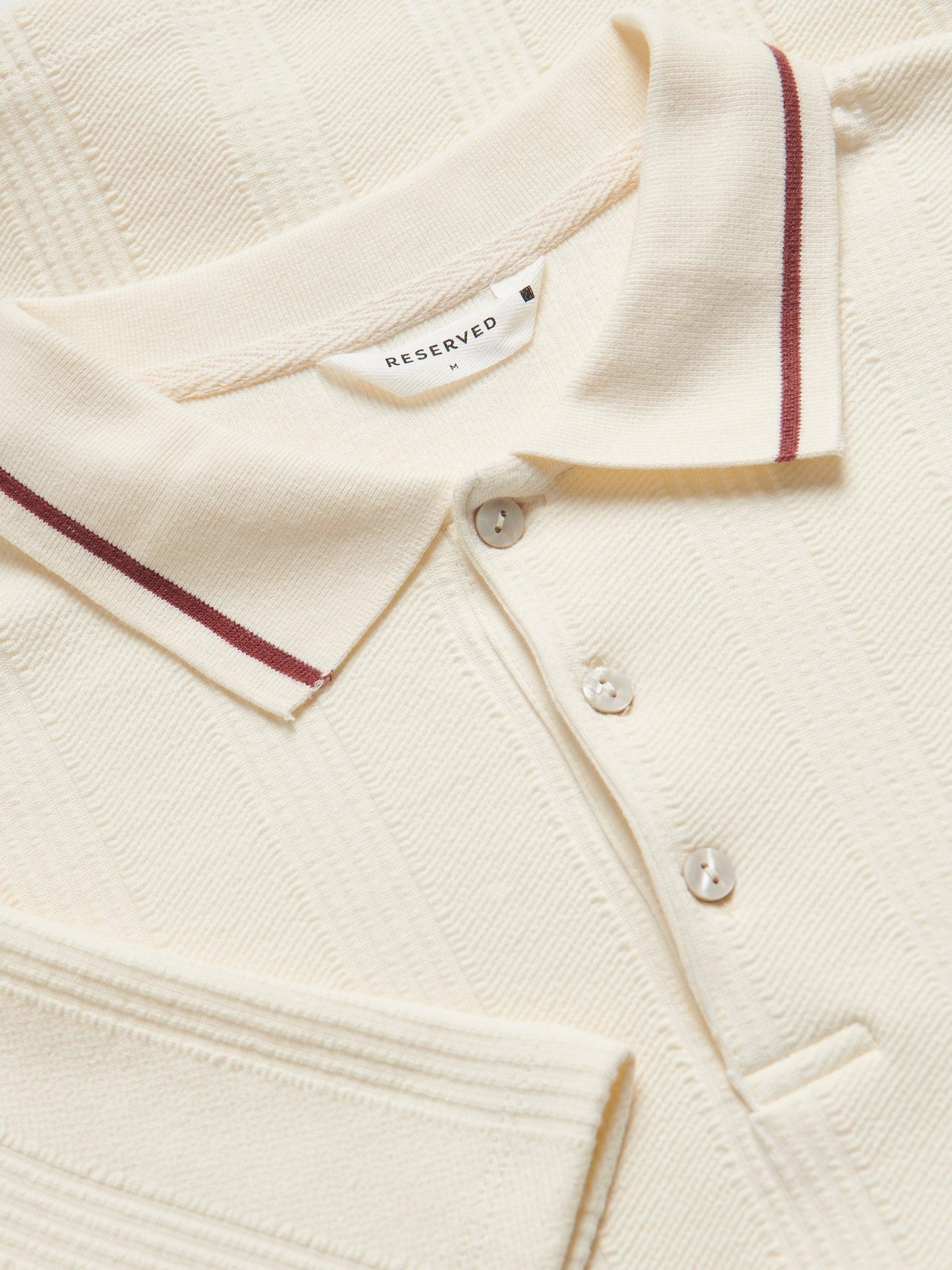 Cream Regular Fit Polo Shirt In Structured Material, , large image number 1