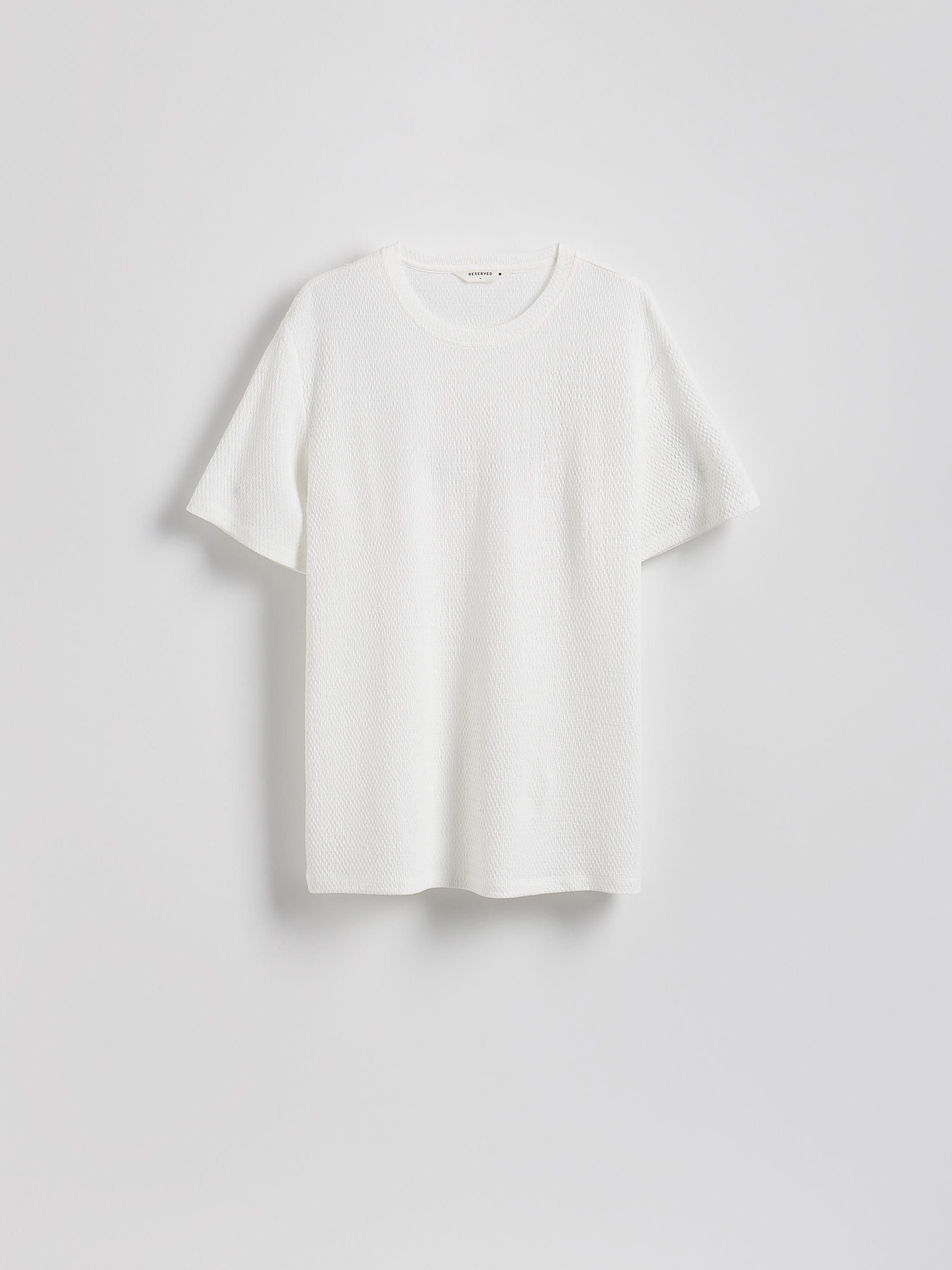 Cream Regular-Fit Textured T-Shirt, Ivory, large image number 5