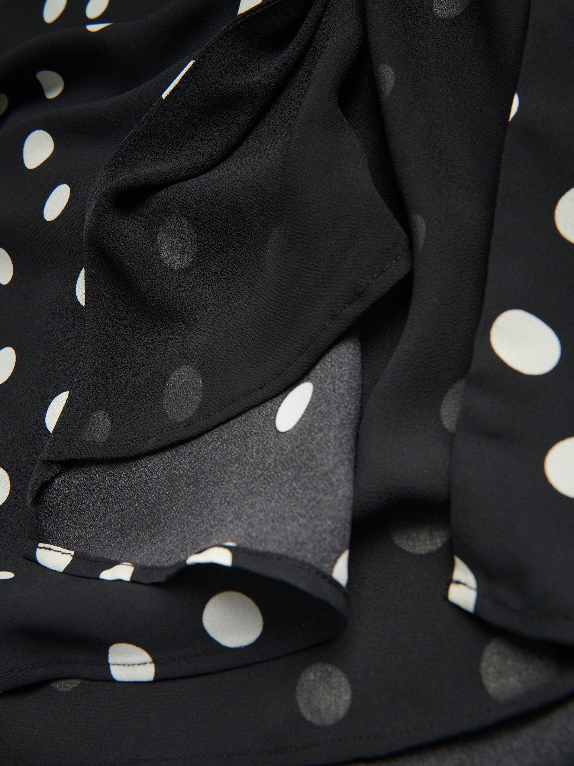 Black Polka Dot Midi Dress, Black, large image number 5