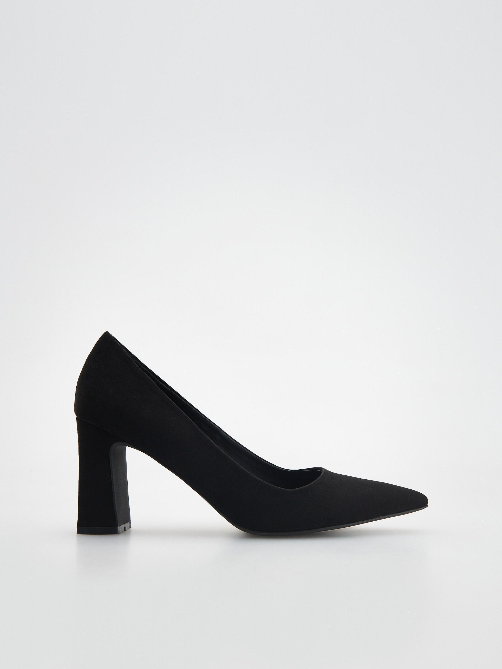 Black Chunky Heel Pumps, , large image number 0