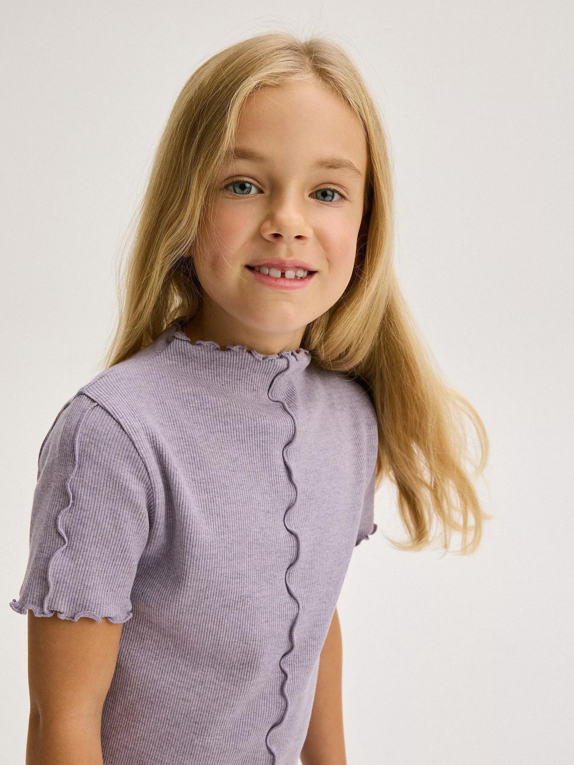 Purple Cotton T-Shirt With Embroidery Details, , large image number 1