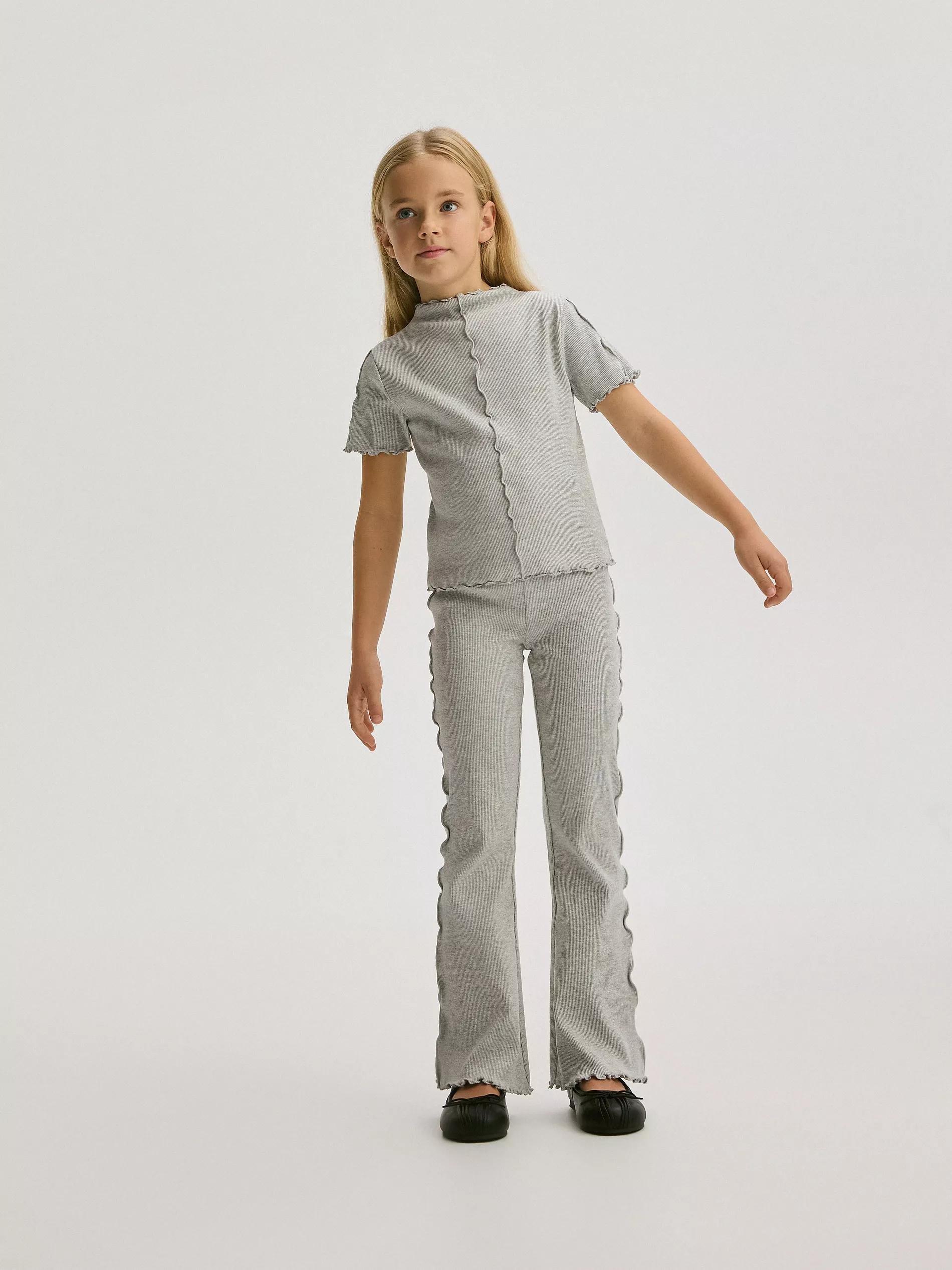 Grey Cotton T-Shirt With Embroidery Details, , large image number 0