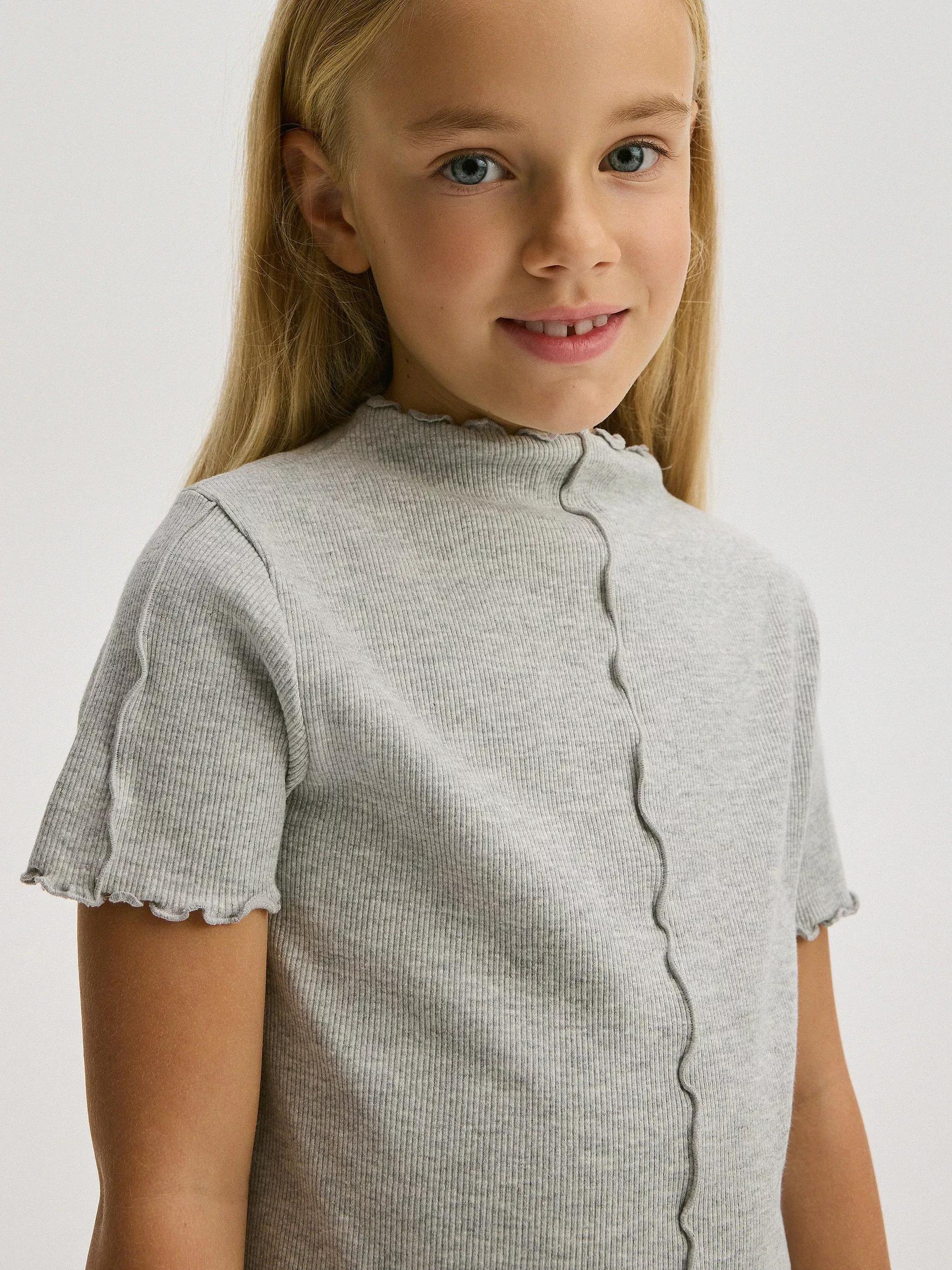 Grey Cotton T-Shirt With Embroidery Details, , large image number 3