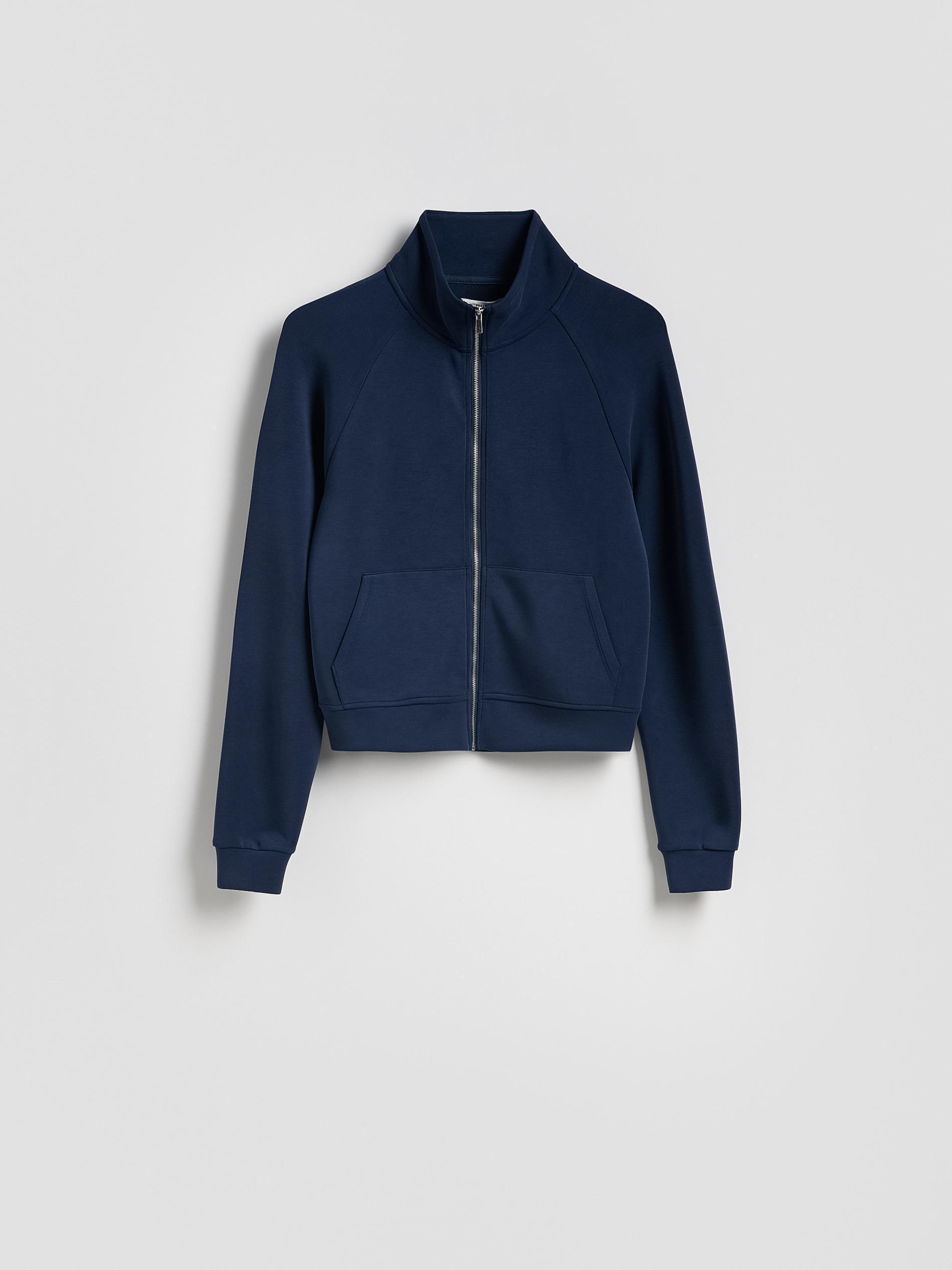 Navy Zip Up Sweatshirt With Stand Up Collar, Navy, large image number 5