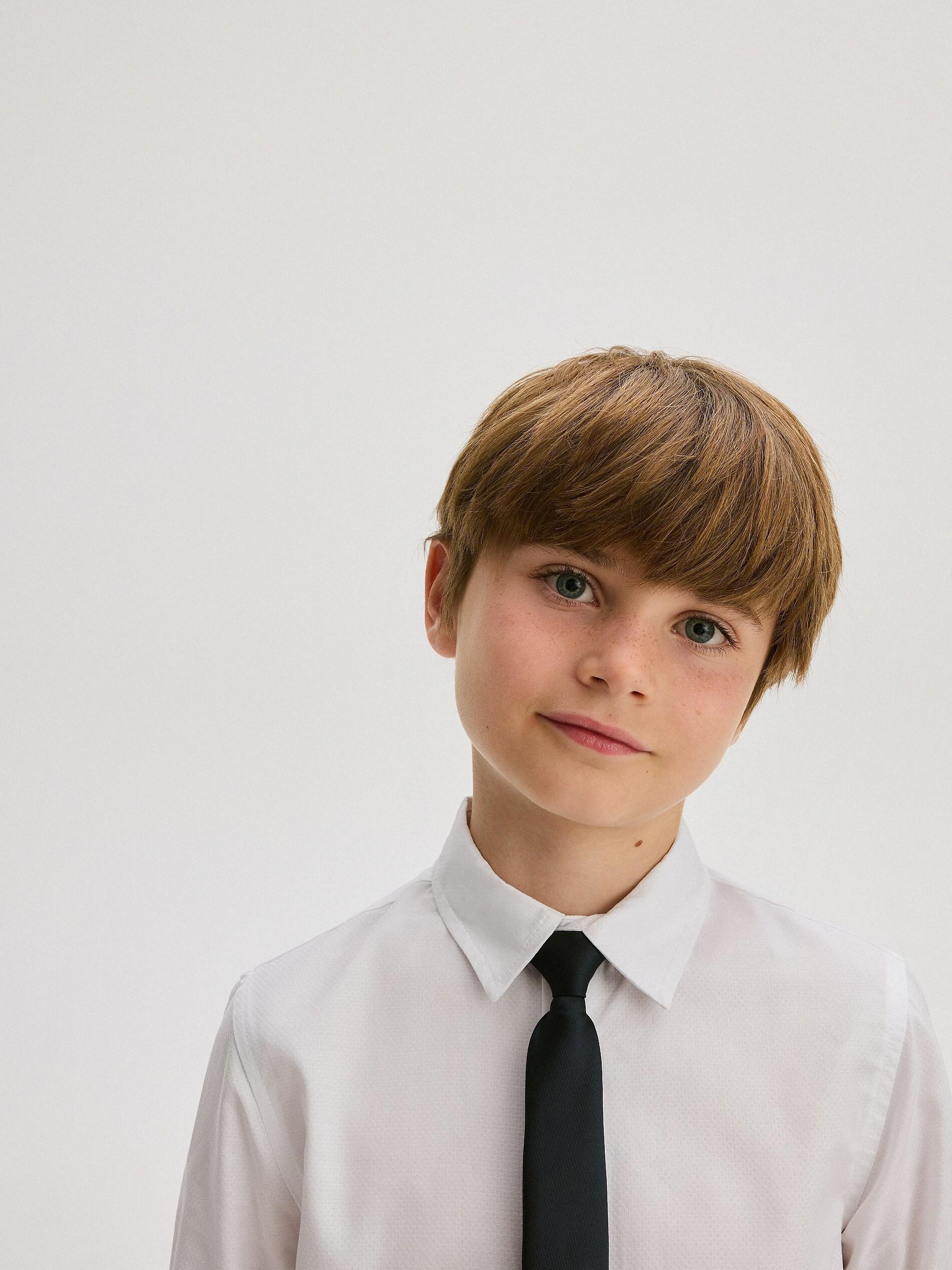 White Shirt With Tie, Kids Boys, White, large image number 8