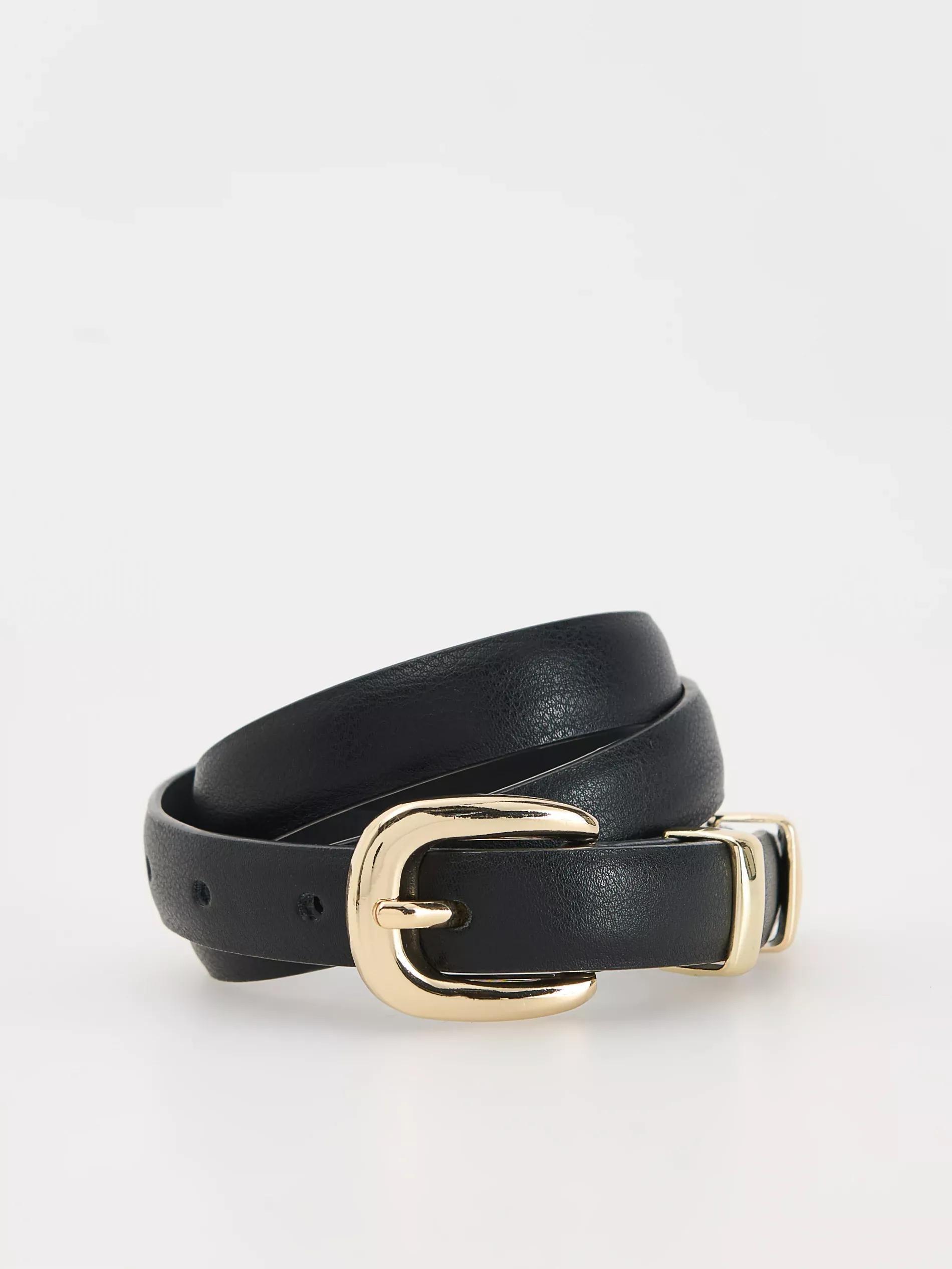 Black Narrow Belt With Buckle, , large image number 1