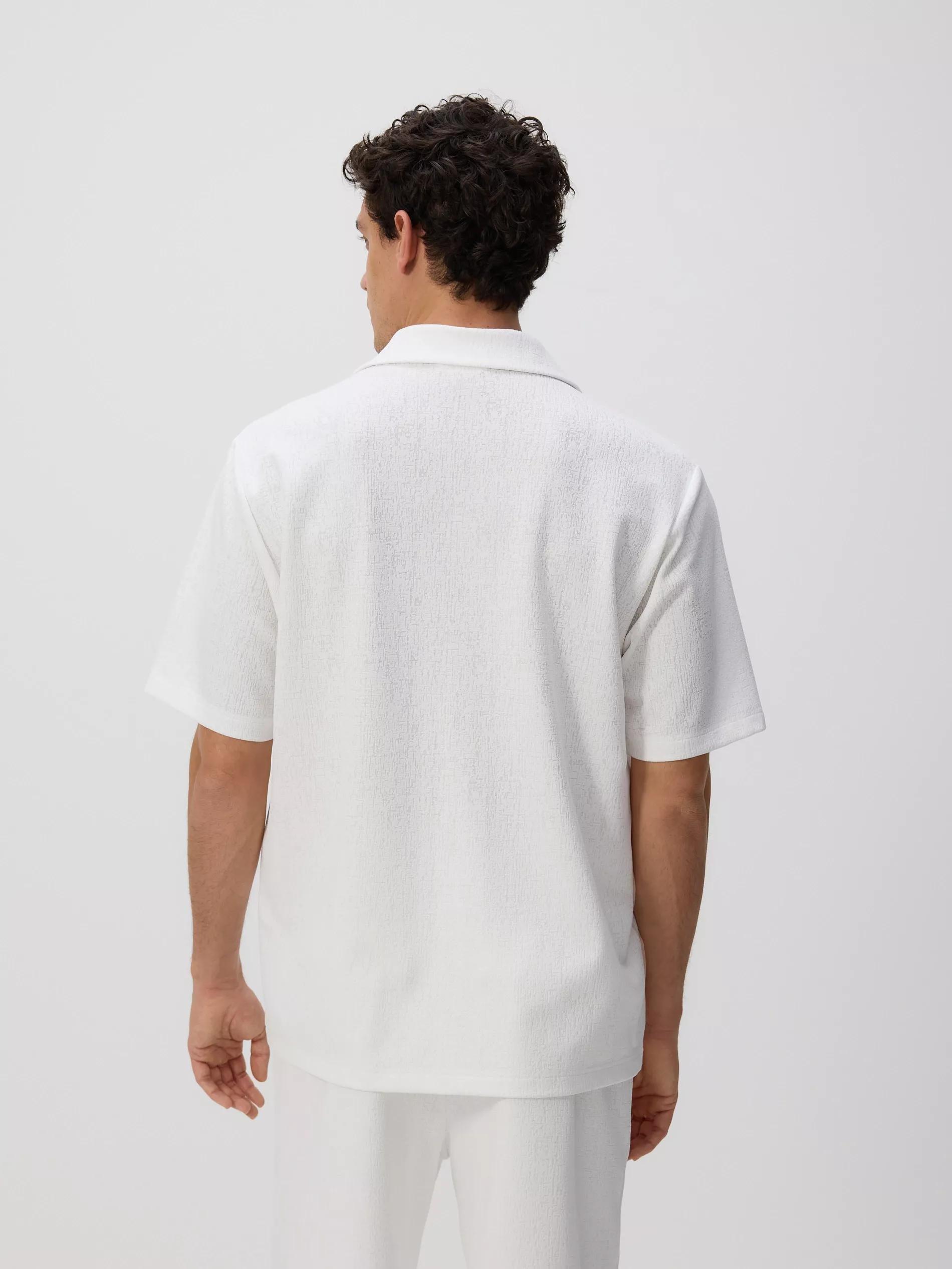 Cream Comfort Fit Structural Fabric Shirt, Ivory, large image number 4