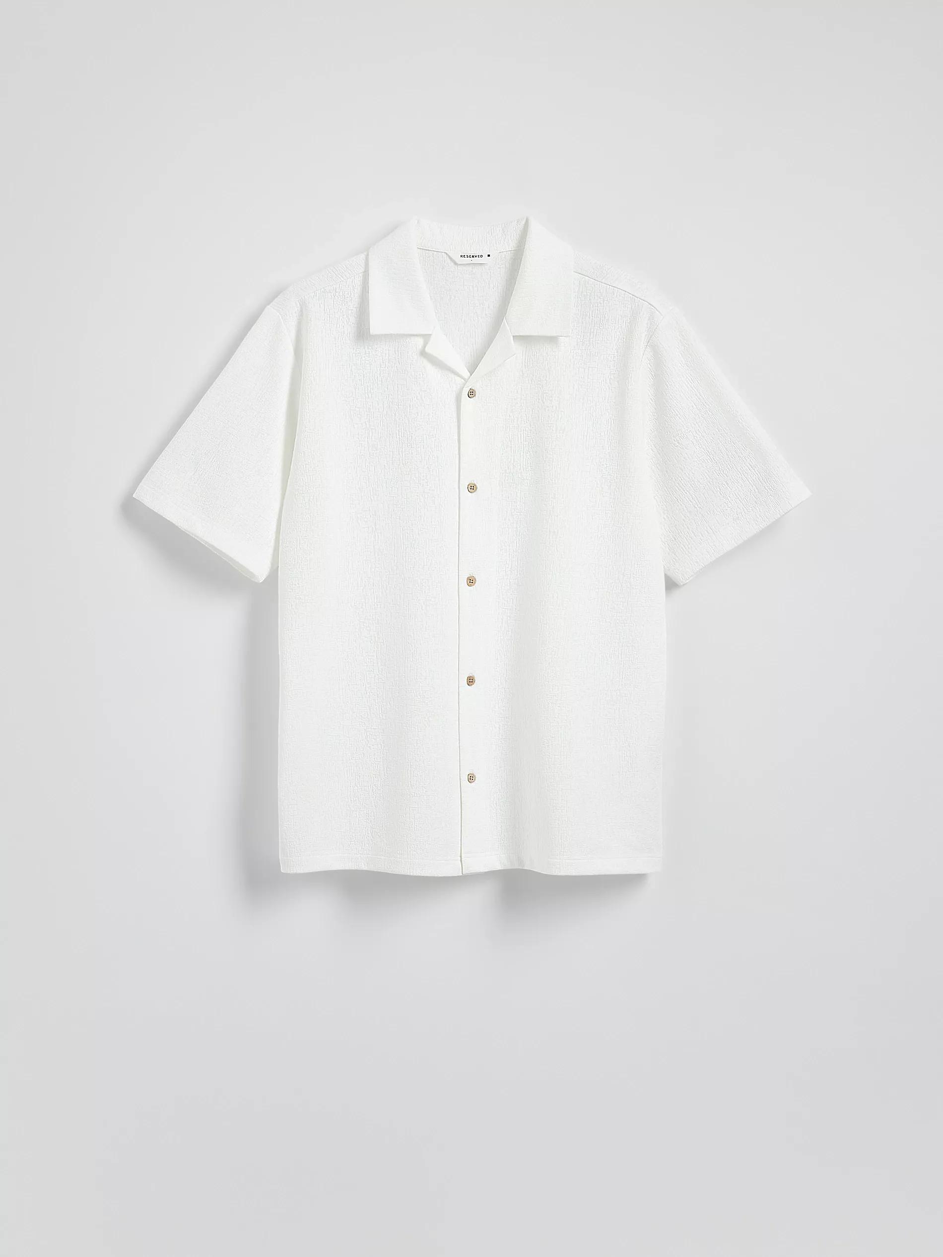 Cream Comfort Fit Structural Fabric Shirt, Ivory, large image number 5