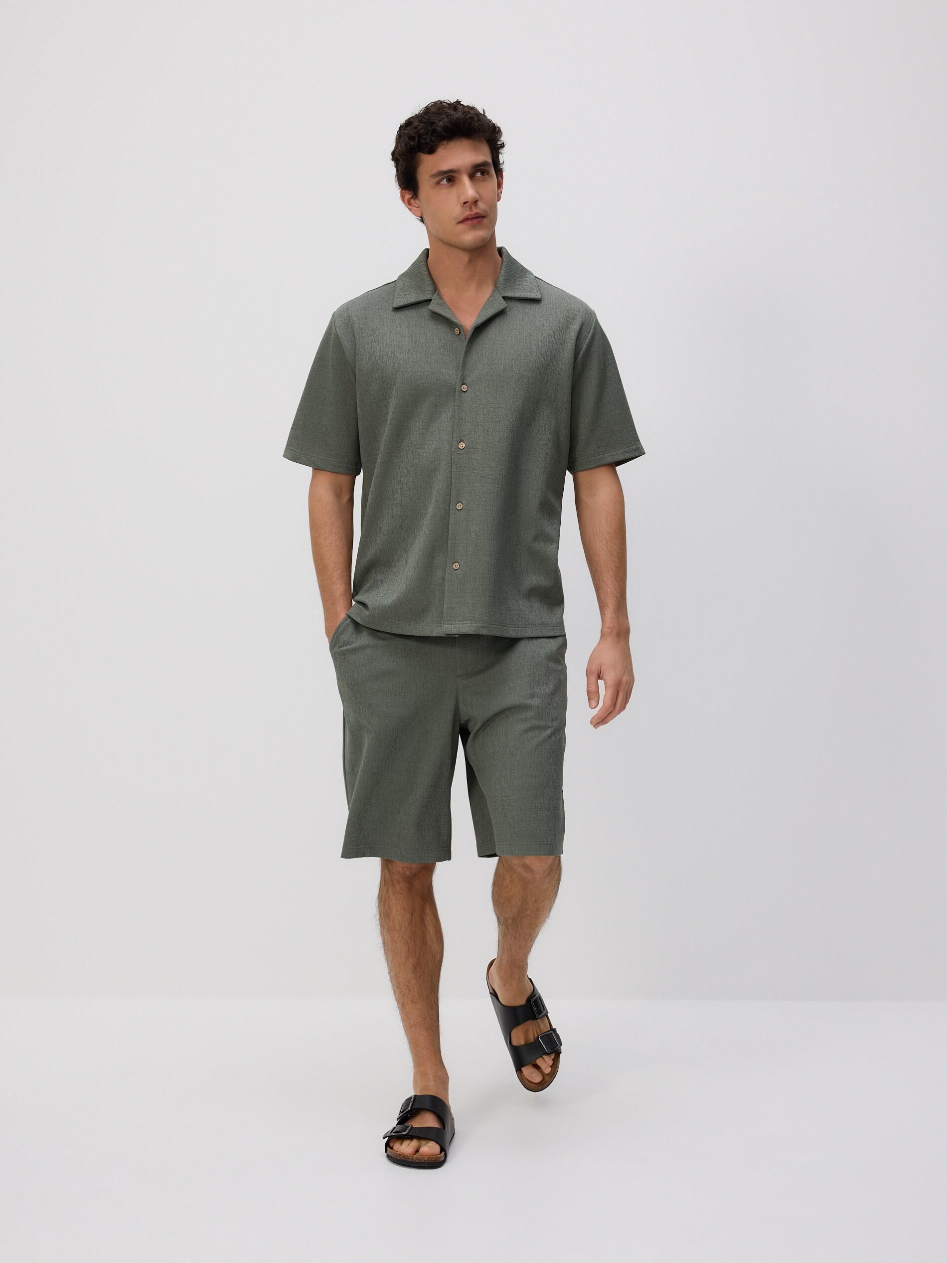 Green Comfort-Fit Shirt Made Of Structured Fabric, Green, large image number 3