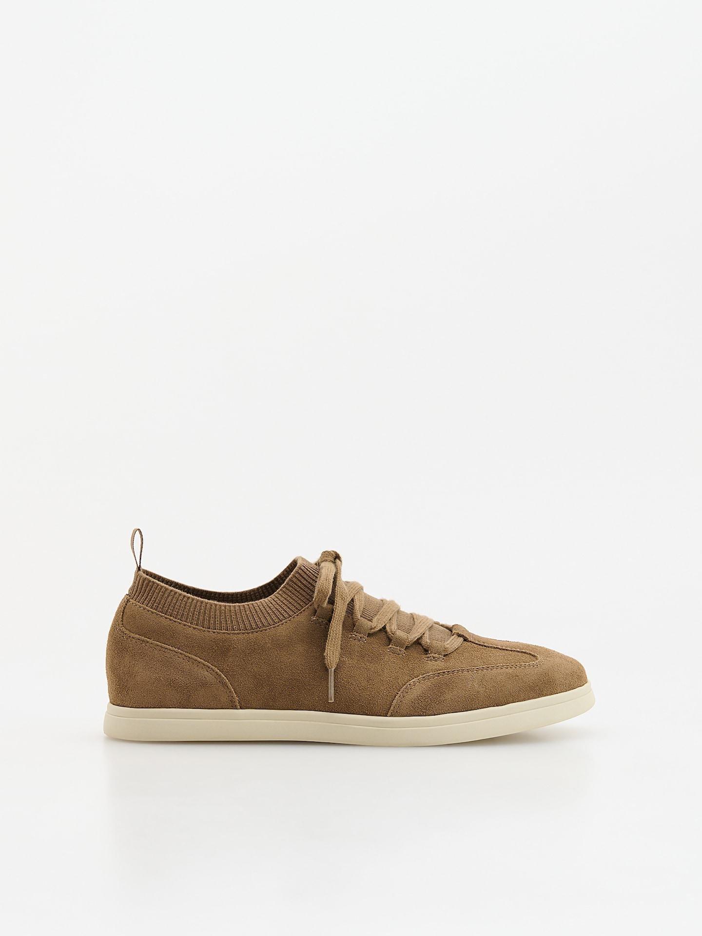 Beige Faux Suede Trainers, Beige, medium