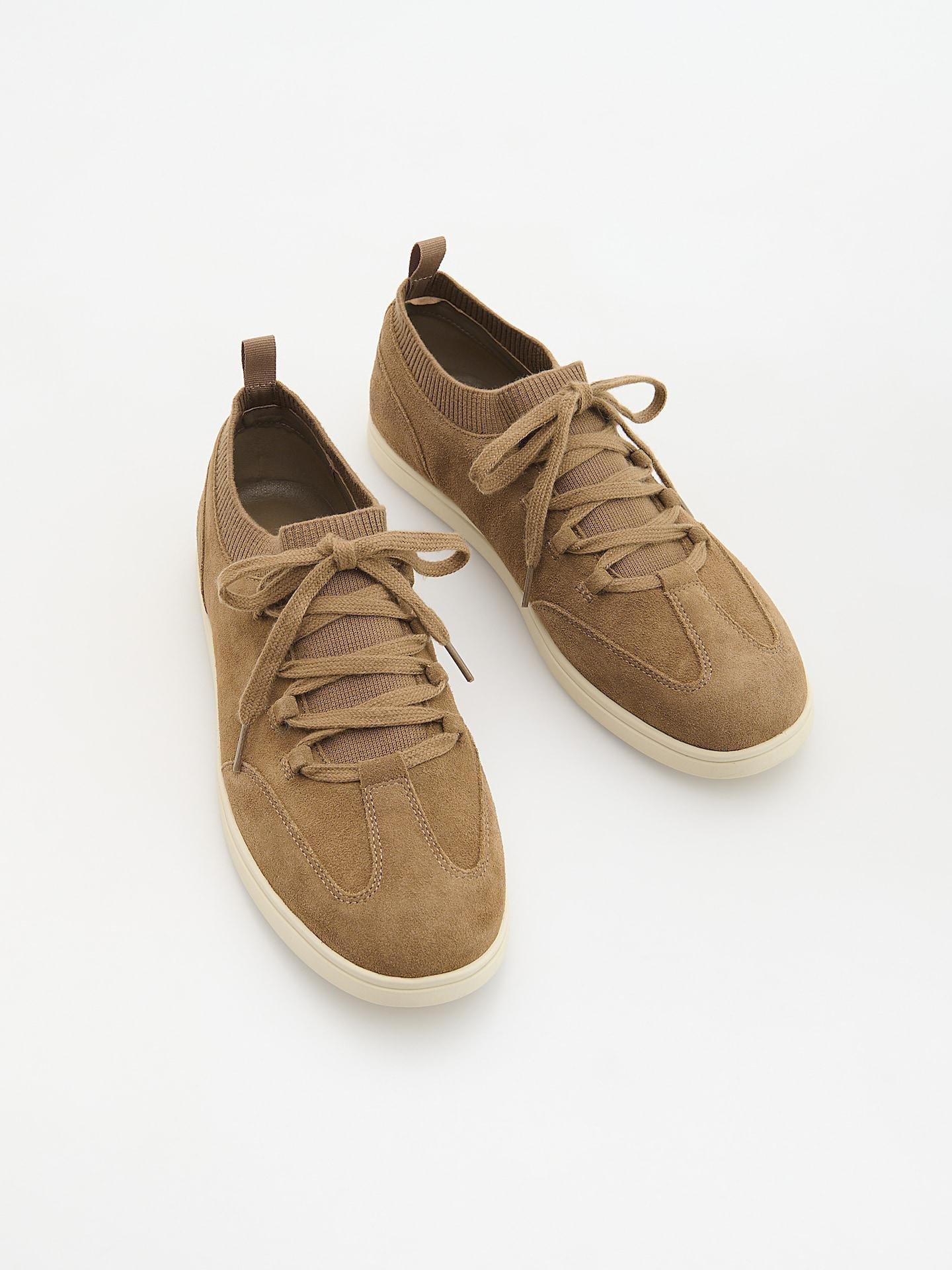 Beige Faux Suede Trainers, Beige, large image number 1