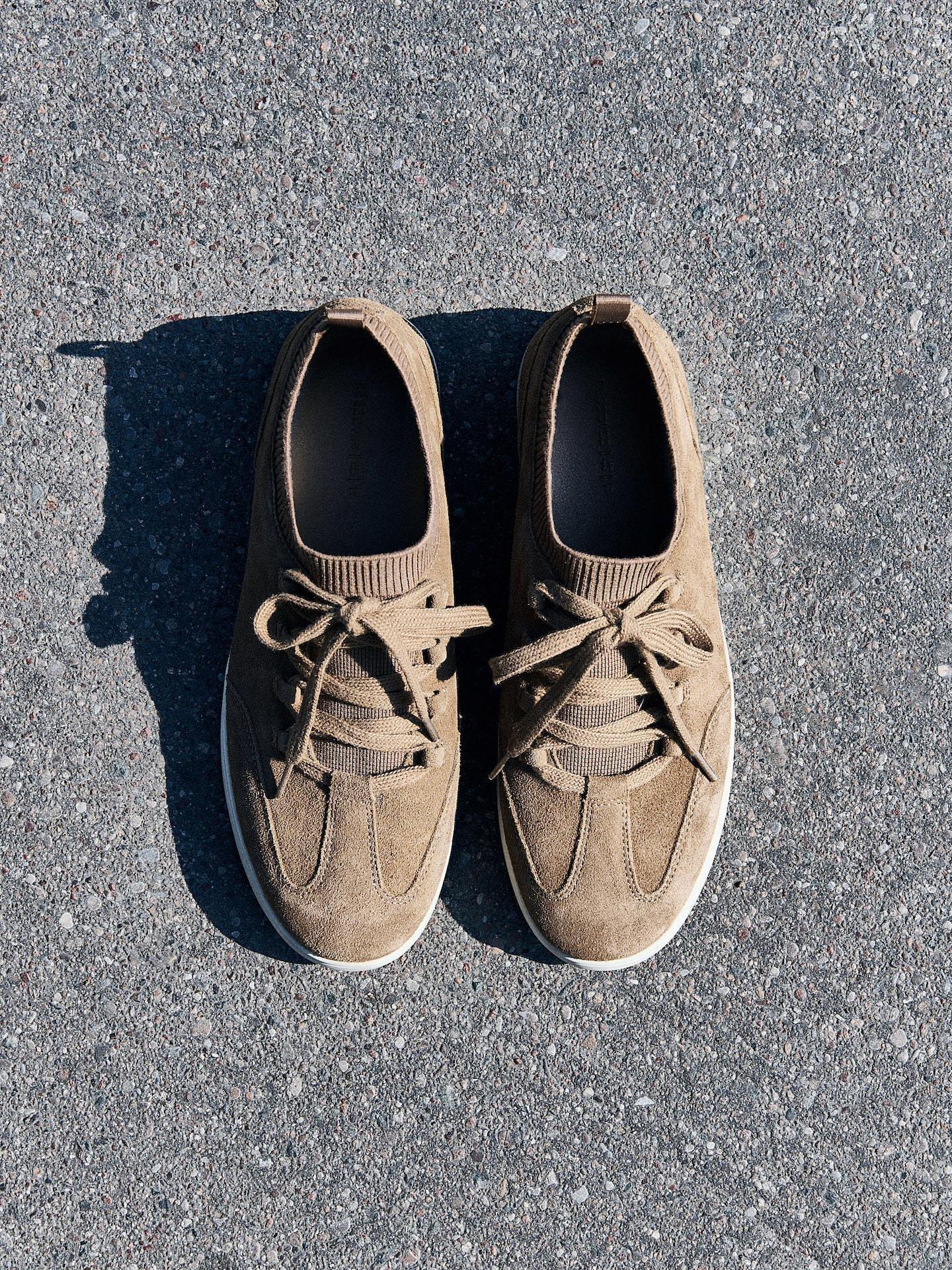 Beige Faux Suede Trainers, Beige, large image number 3