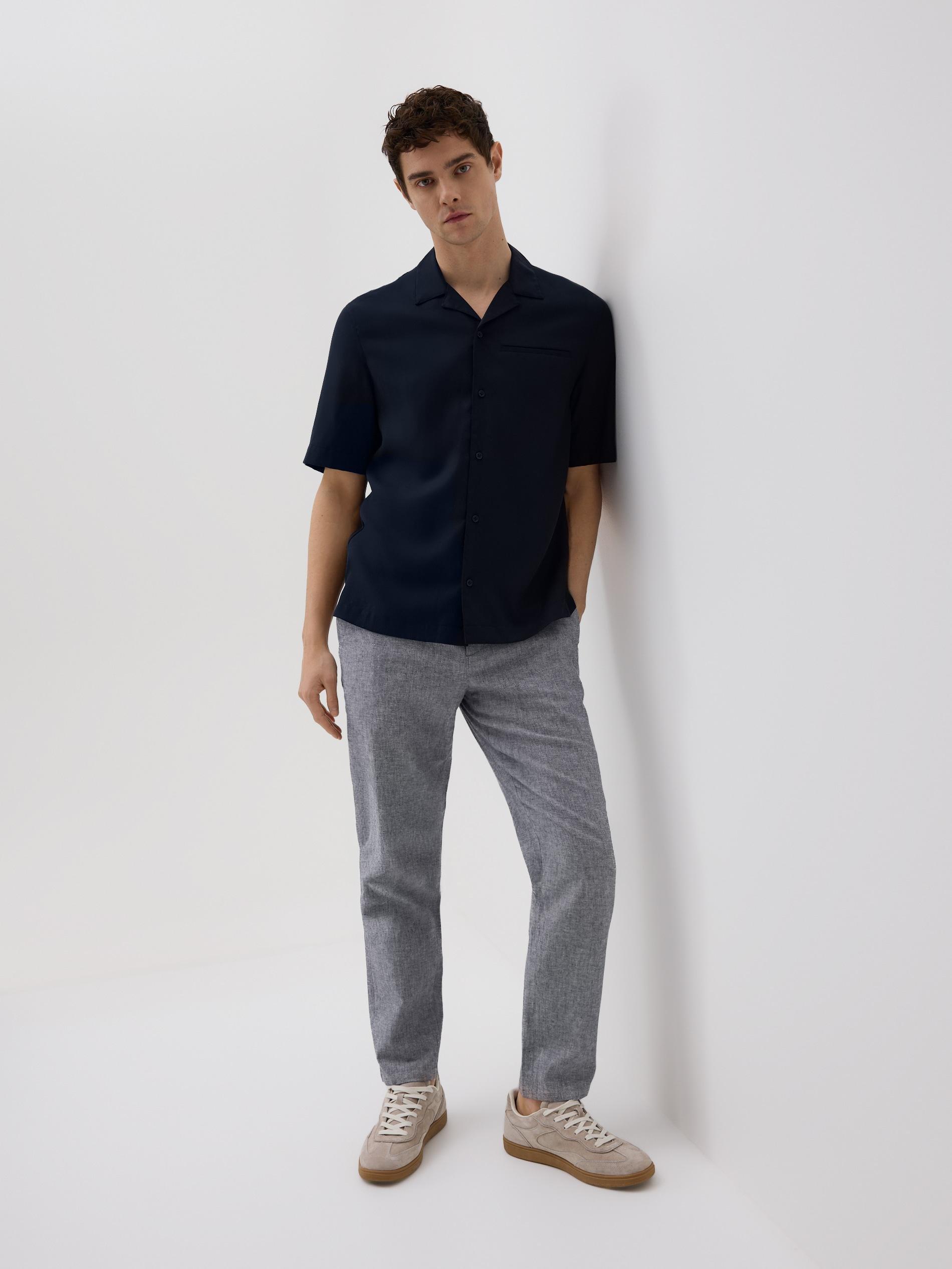 Navy Comfort Fit Lyocell Shirt, Navy, large image number 3