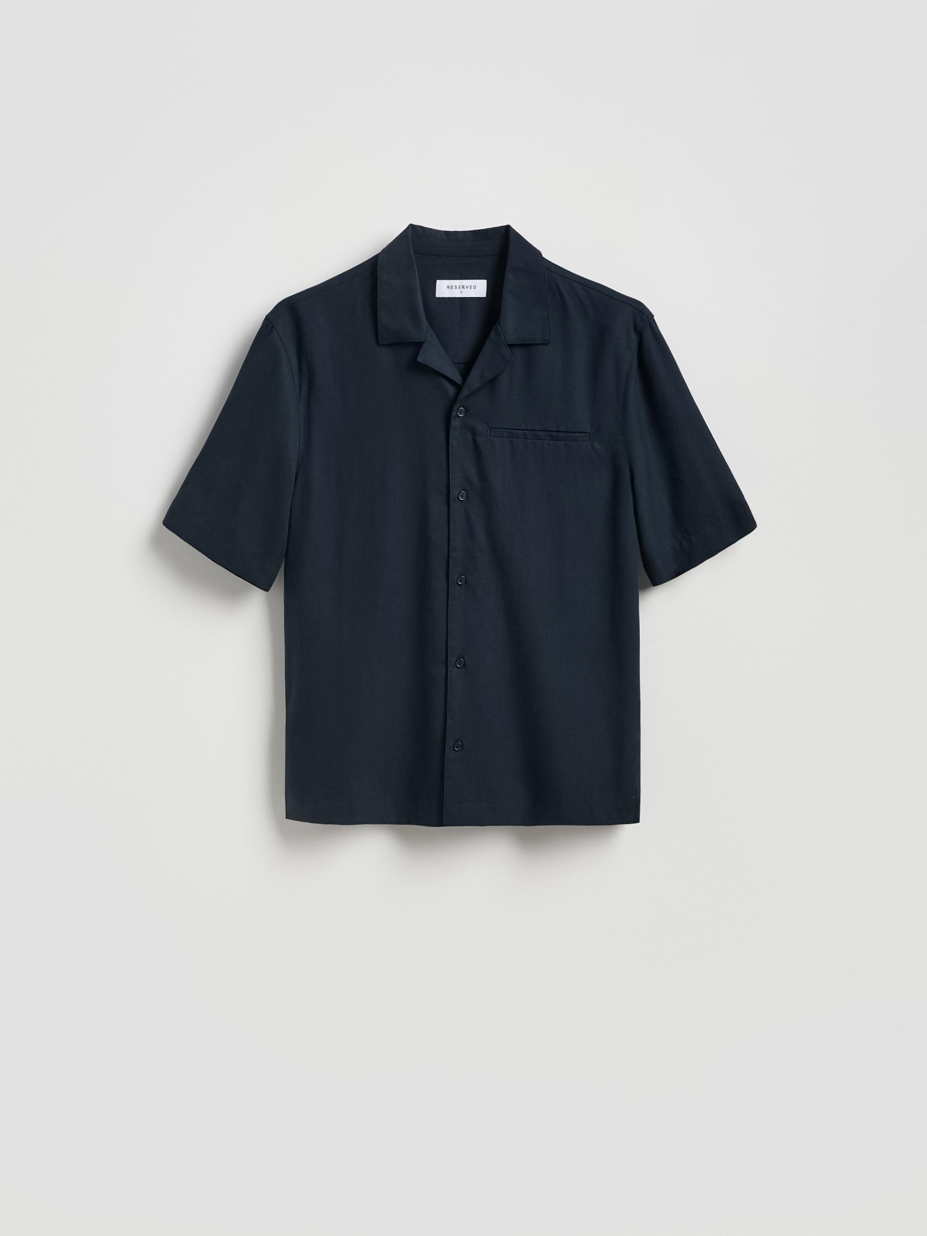 Navy Comfort Fit Lyocell Shirt, Navy, large image number 4
