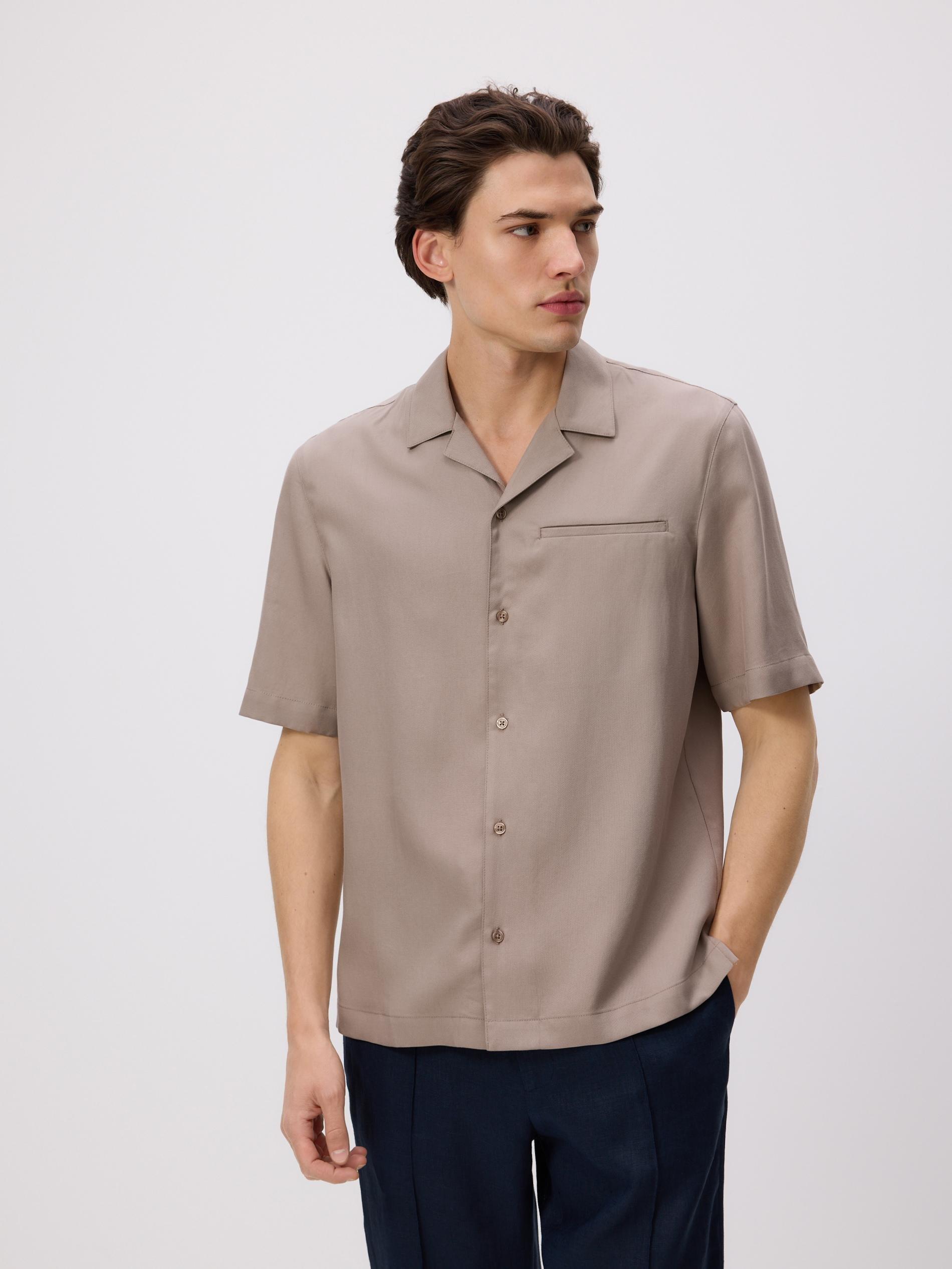 Brown Comfort Fit Lyocell Shirt, Brown, large image number 0