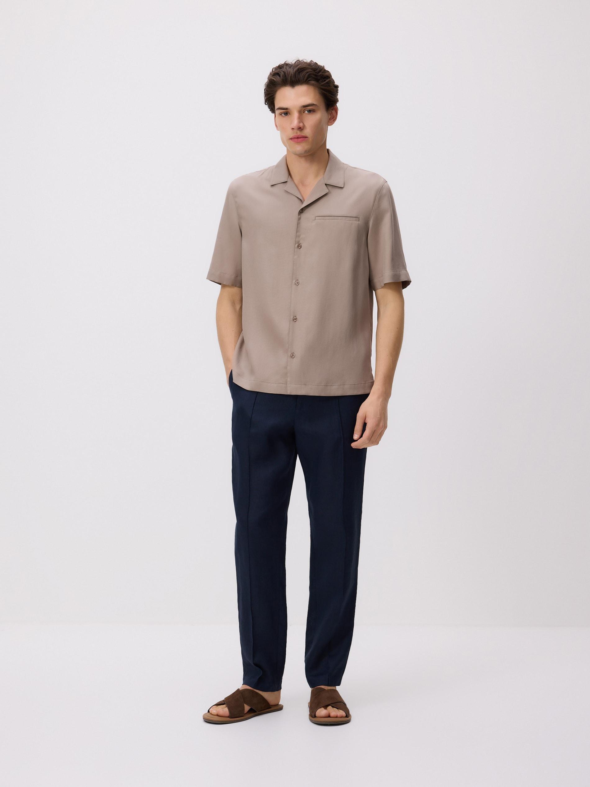 Brown Comfort Fit Lyocell Shirt, Brown, medium