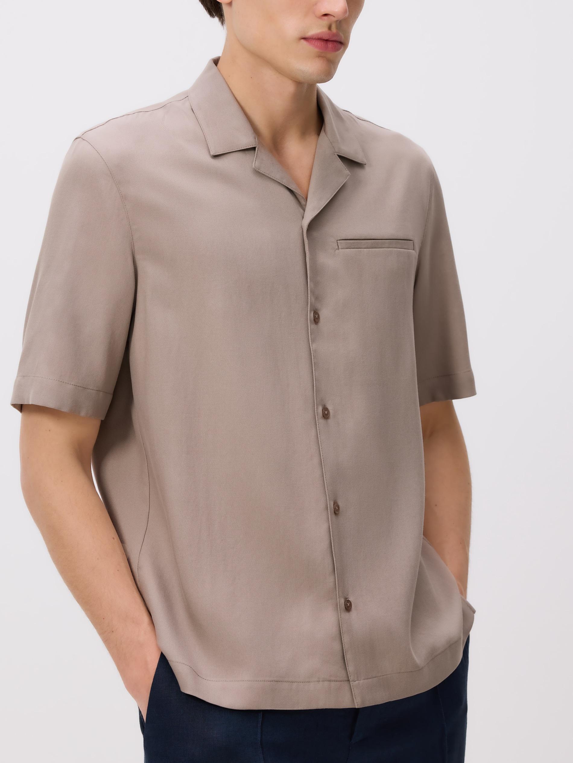 Brown Comfort Fit Lyocell Shirt, Brown, medium
