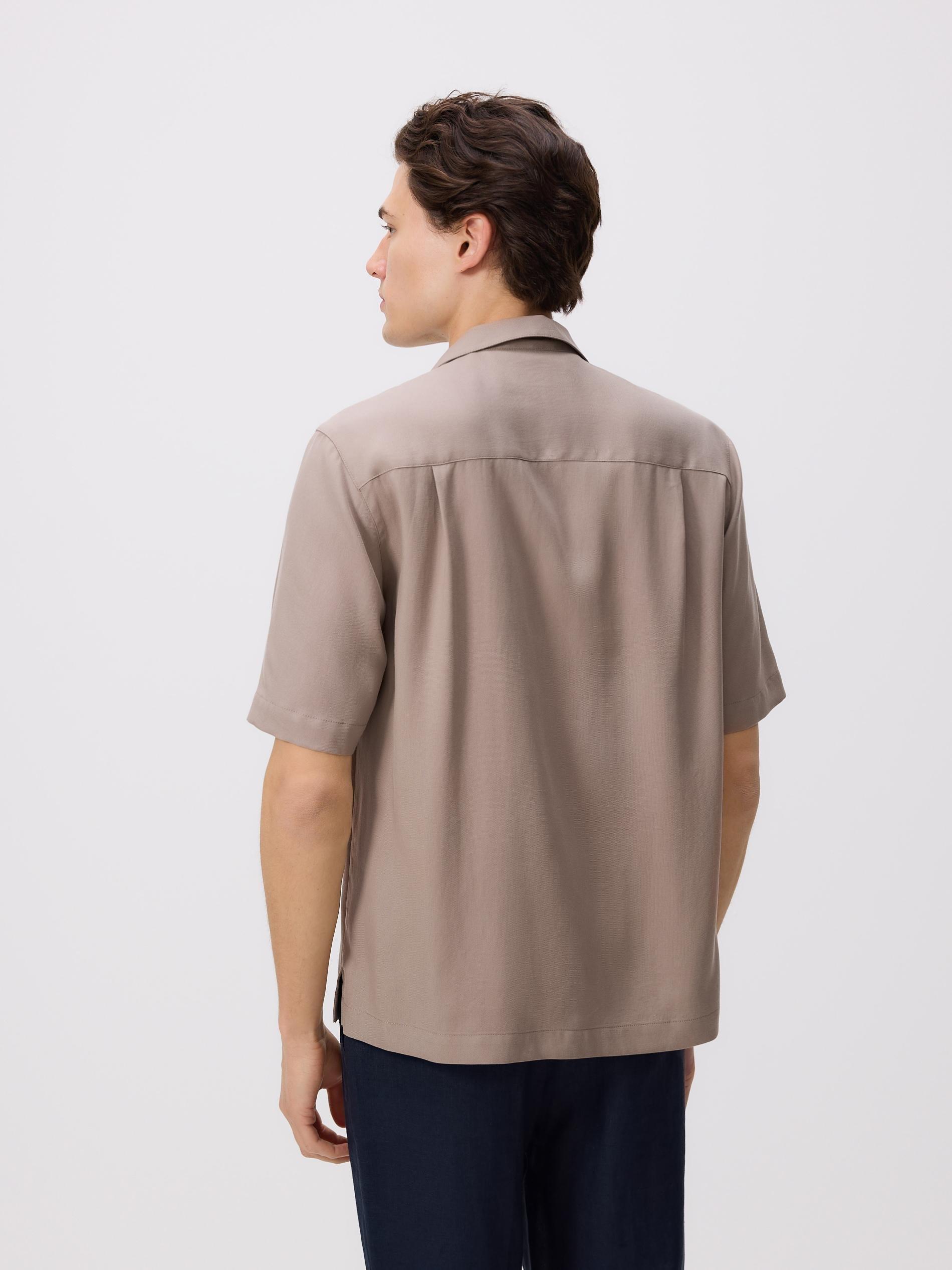 Brown Comfort Fit Lyocell Shirt, Brown, large image number 3