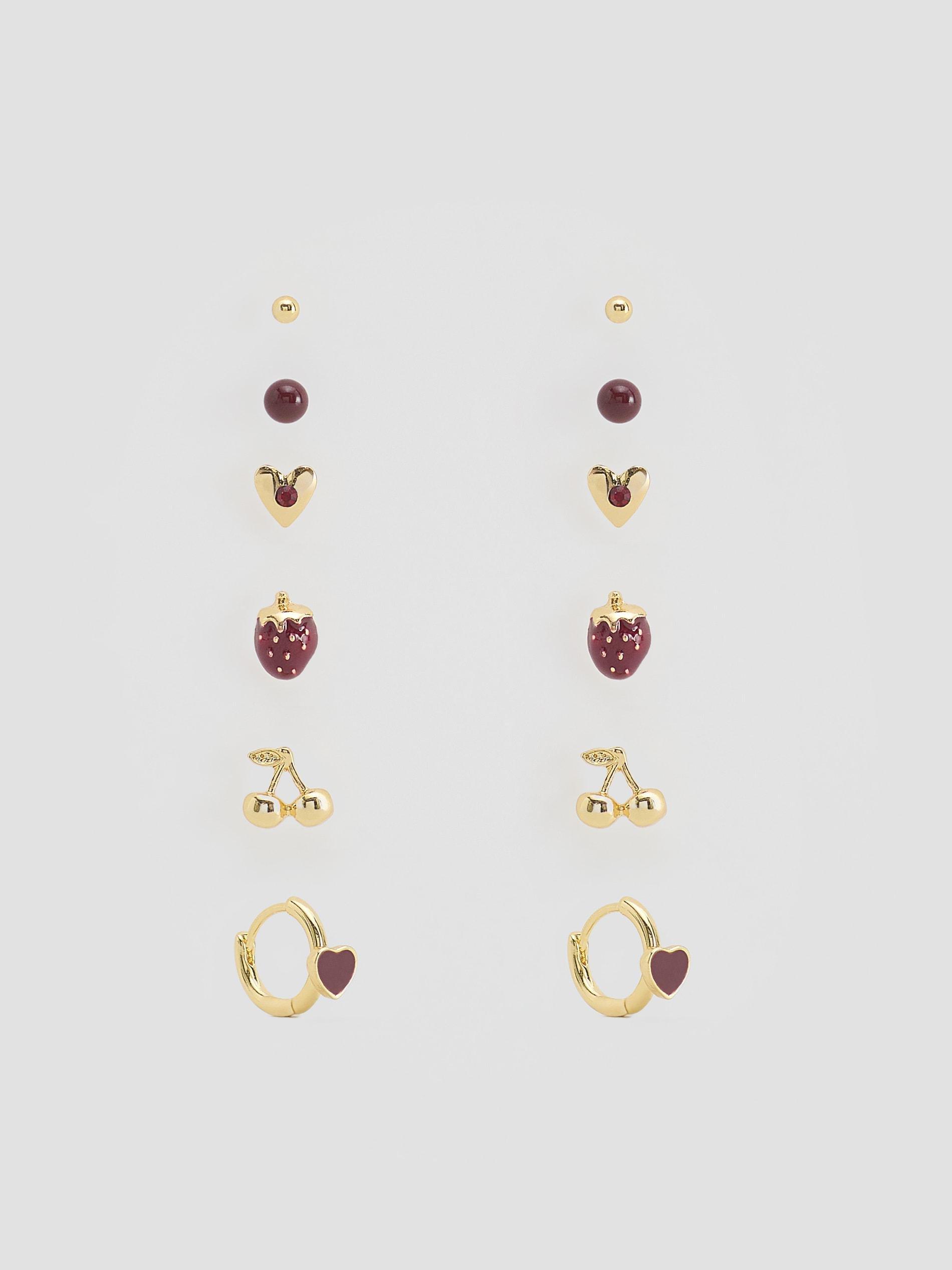 Mahogany Earrings Set, Burgundy, large image number 0