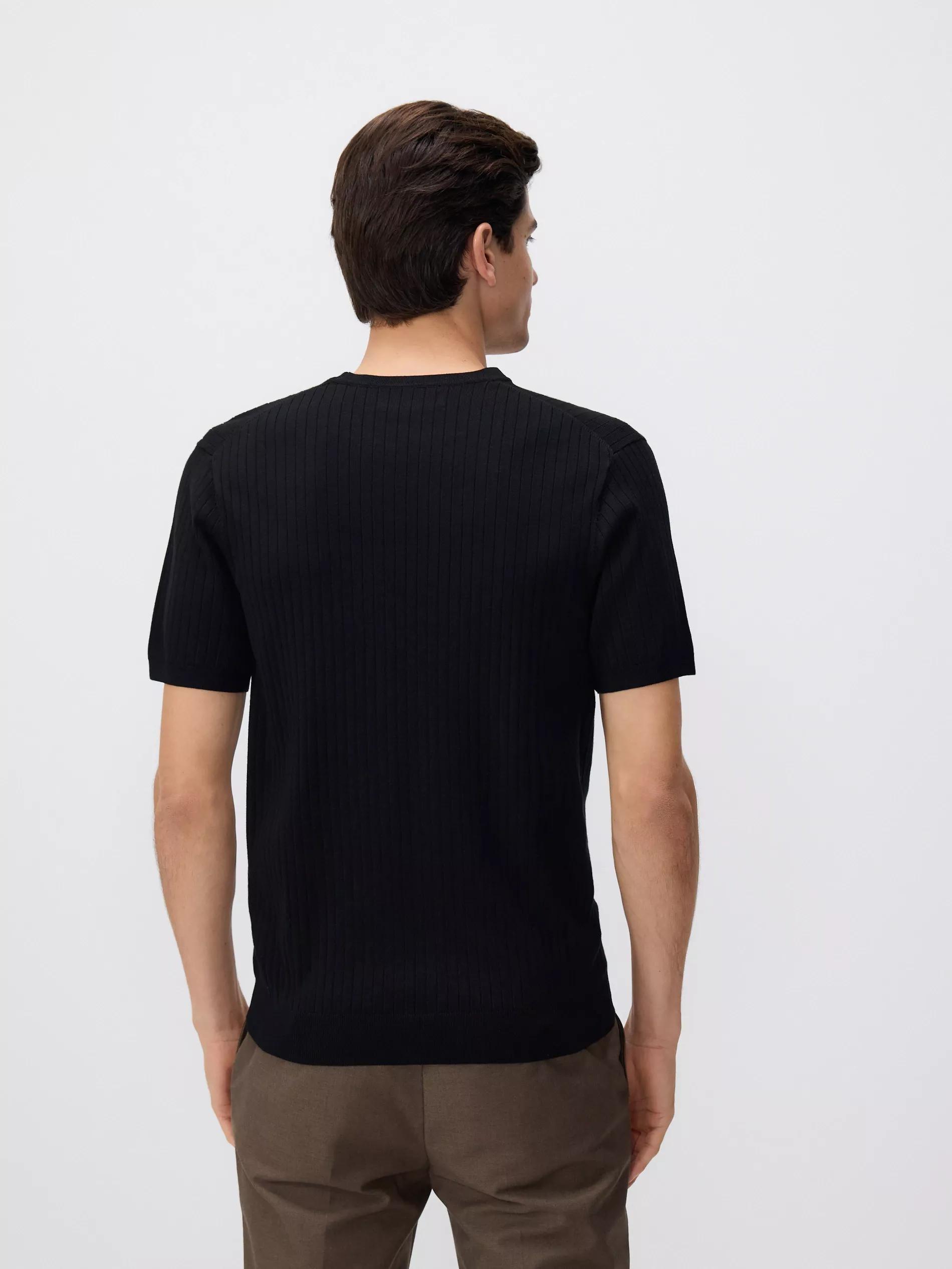 Black Blended Round Neck T-Shirt, Black, large image number 3