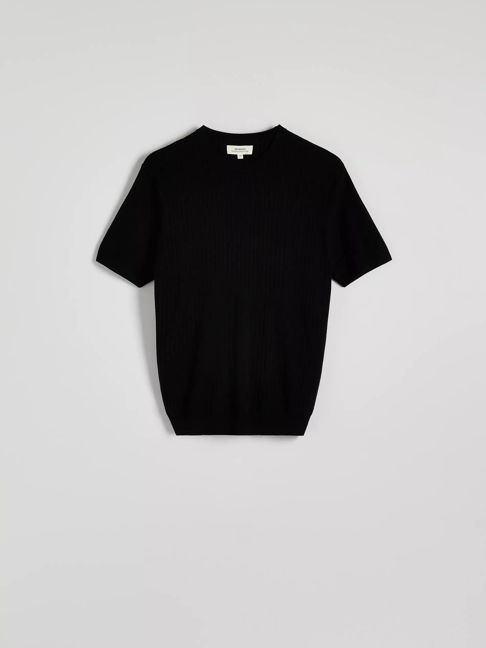 Black Blended Round Neck T-Shirt, Black, large image number 4