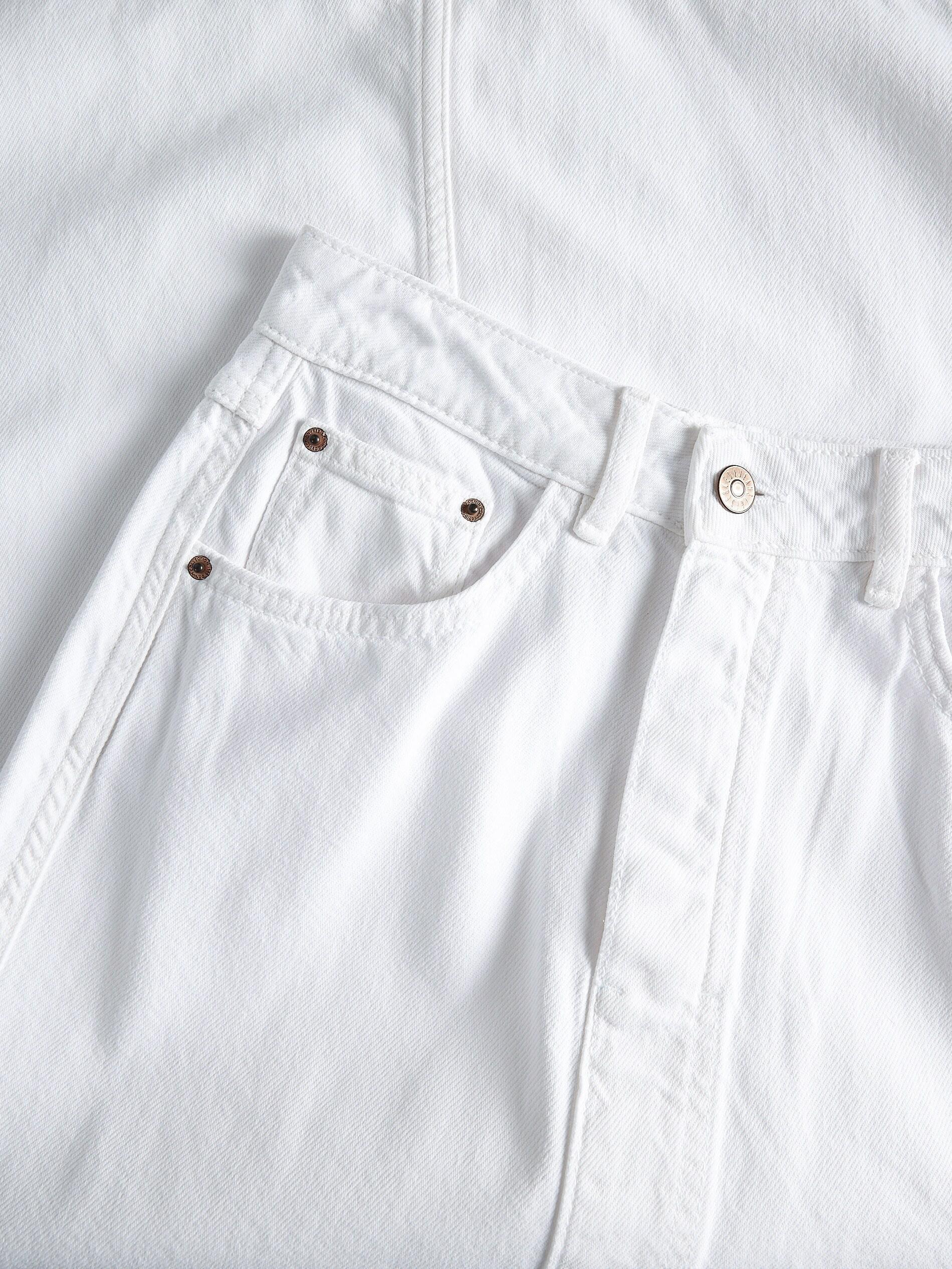 White Denim Midi Skirt, , large image number 6