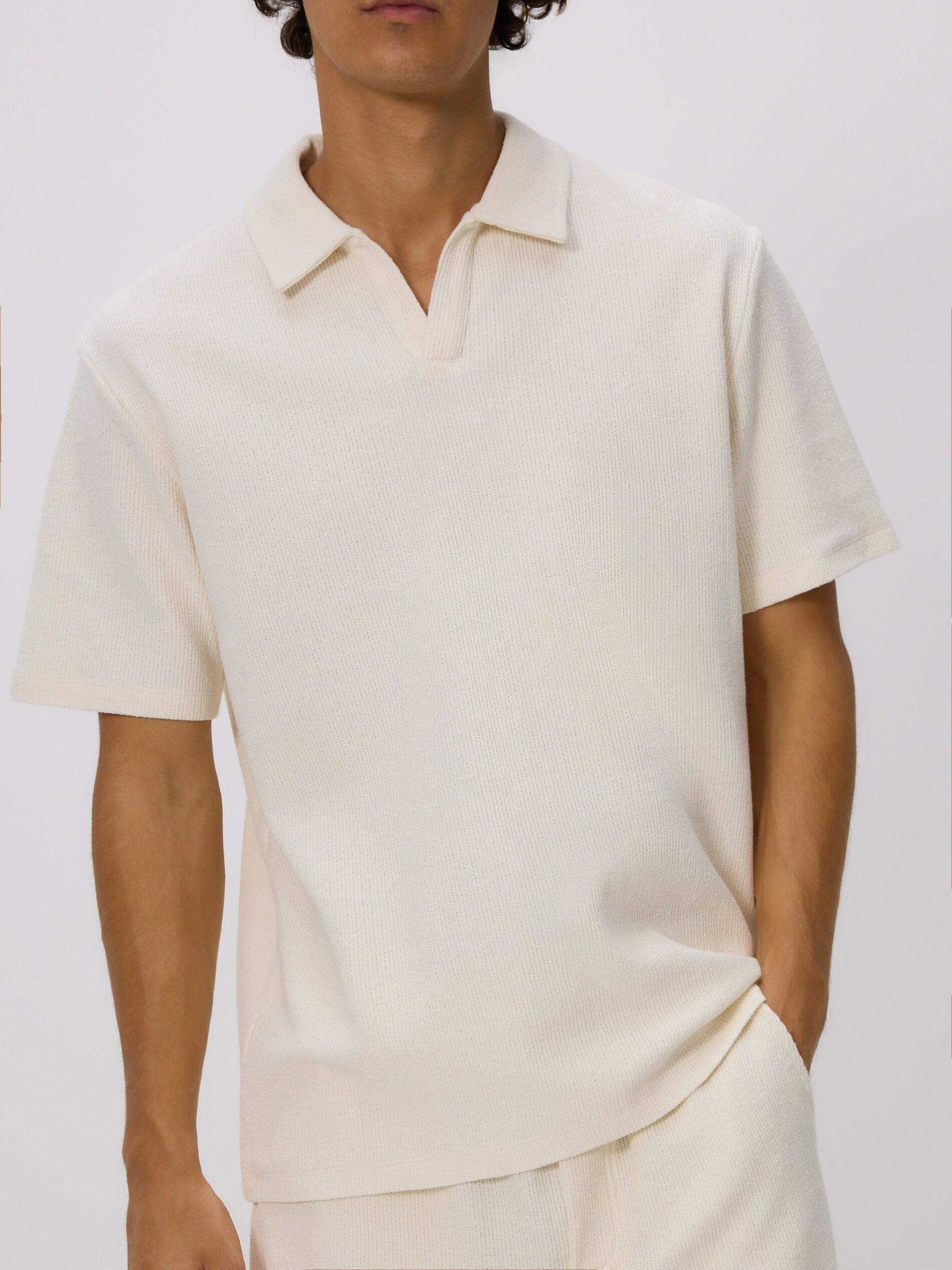 CREAM Comfort fit structural fabric polo shirt, Ivory, large image number 1