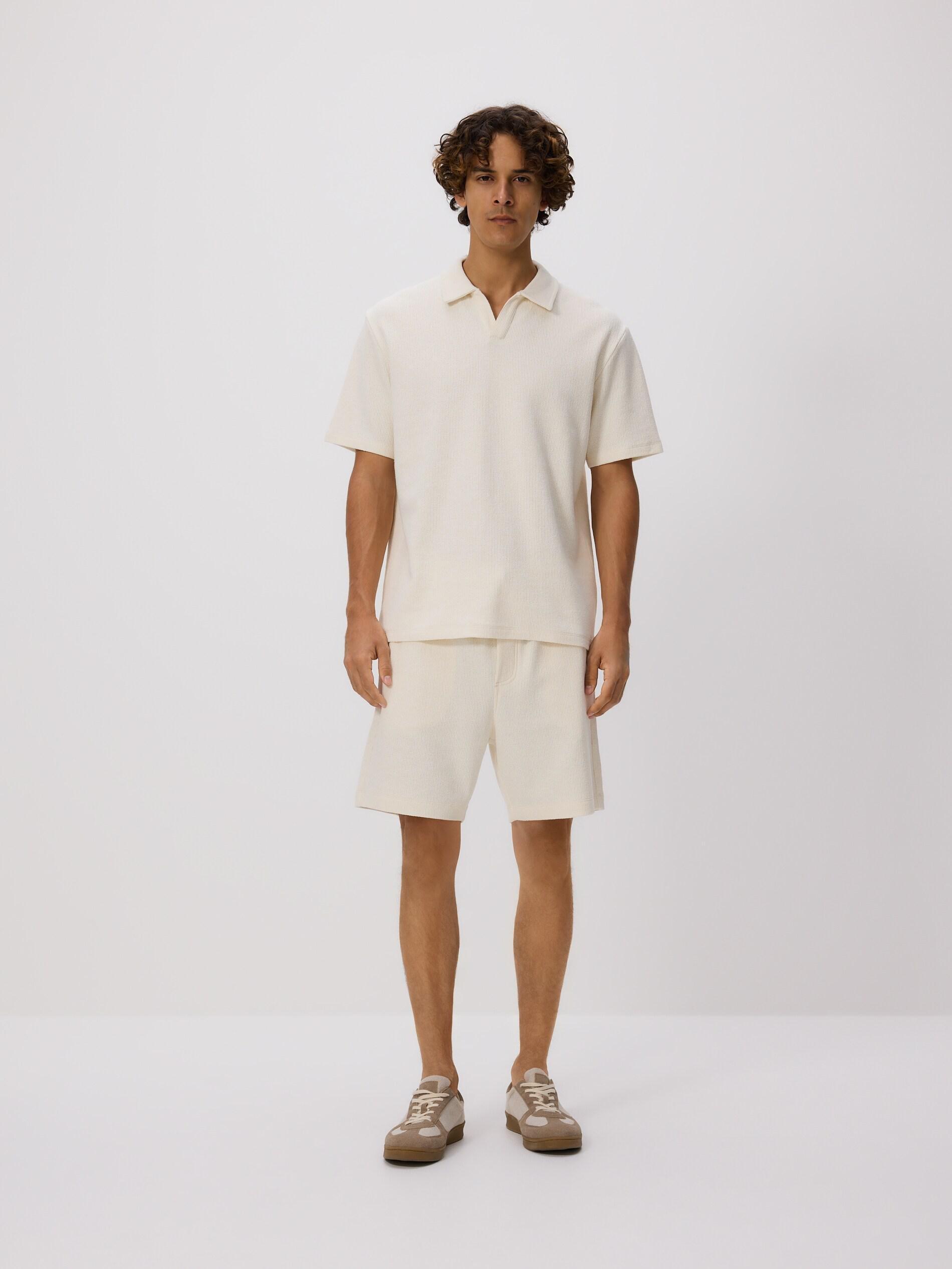 CREAM Comfort fit structural fabric polo shirt, Ivory, large image number 2