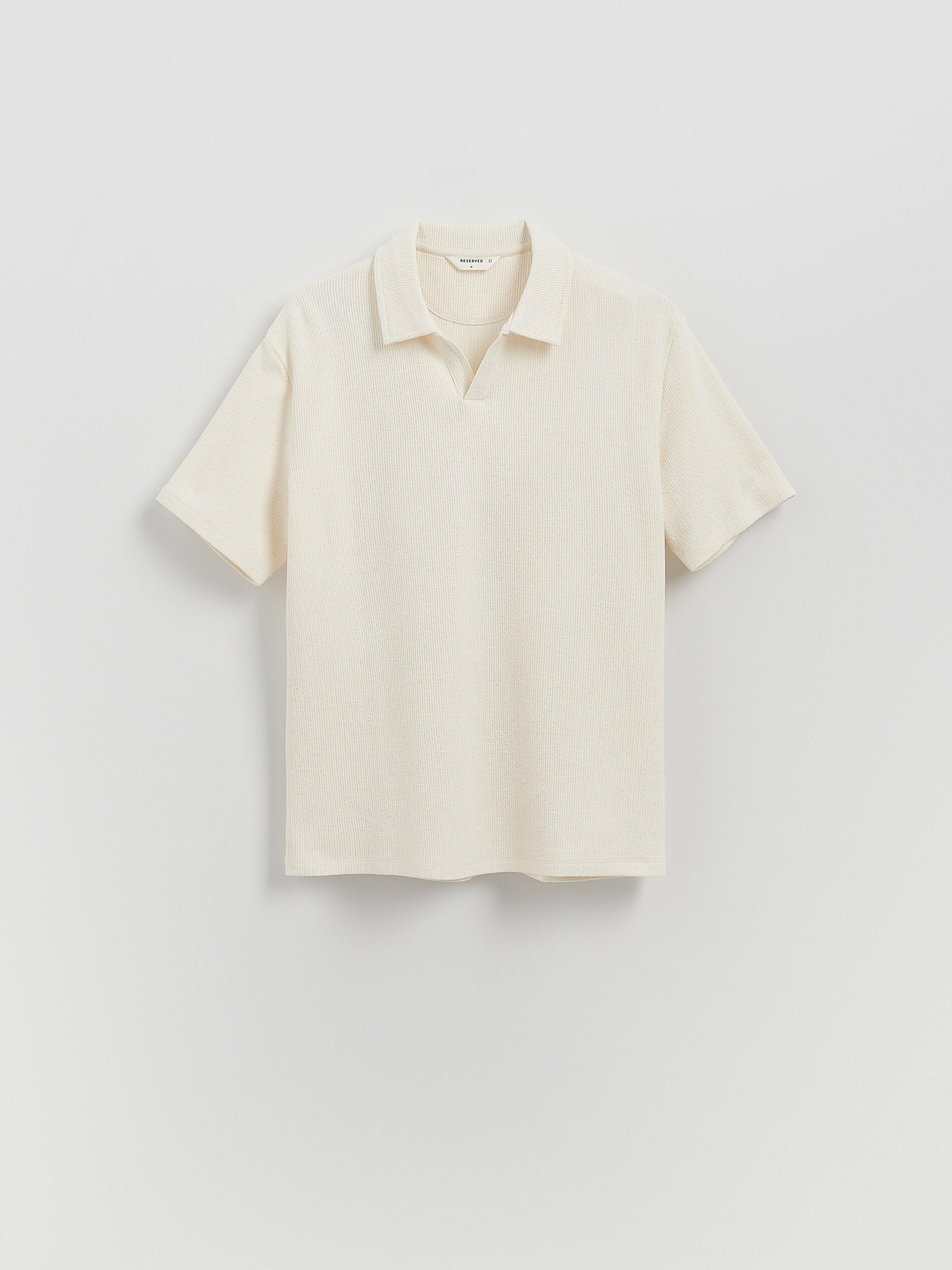 CREAM Comfort fit structural fabric polo shirt, Ivory, large image number 4