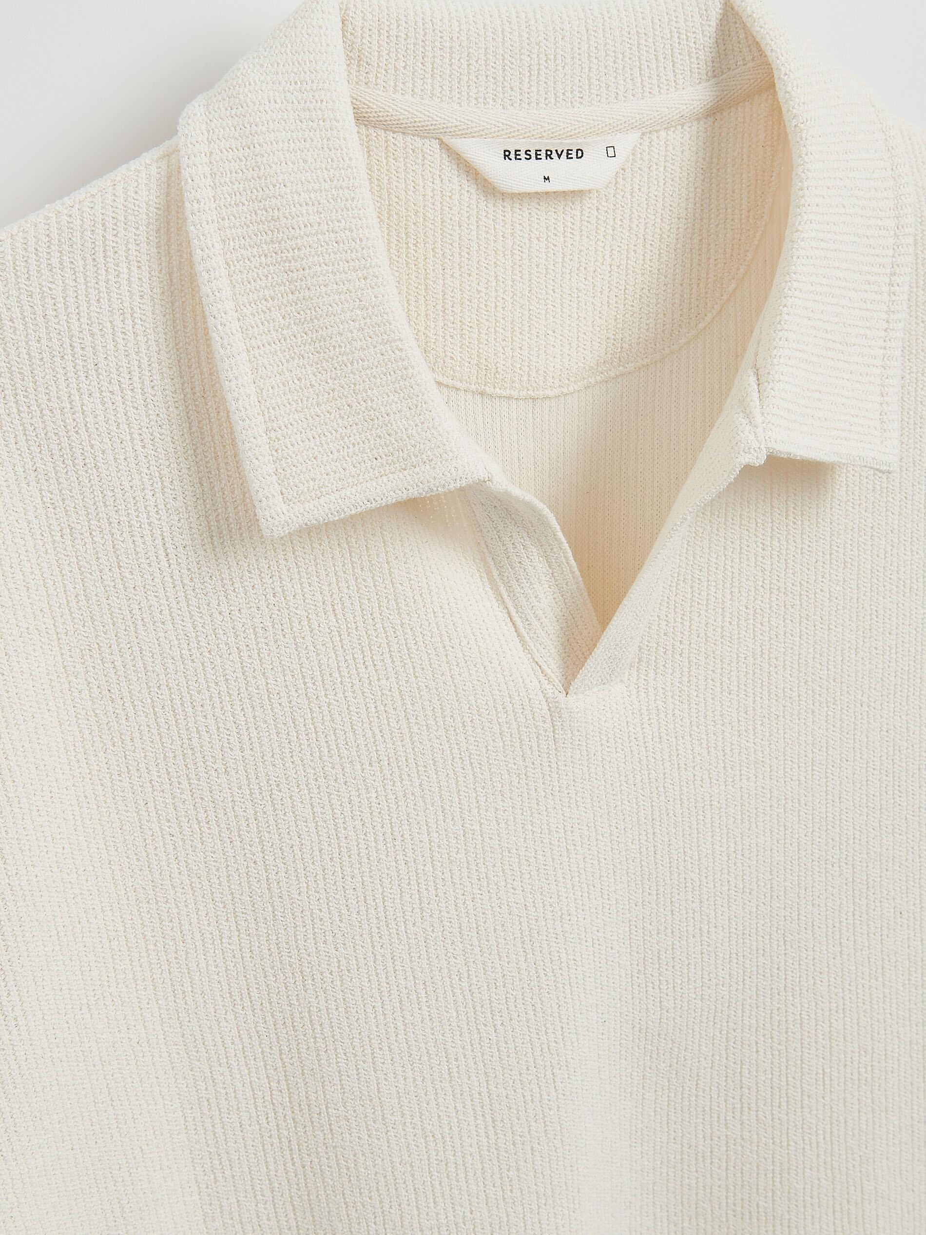 CREAM Comfort fit structural fabric polo shirt, Ivory, large image number 5